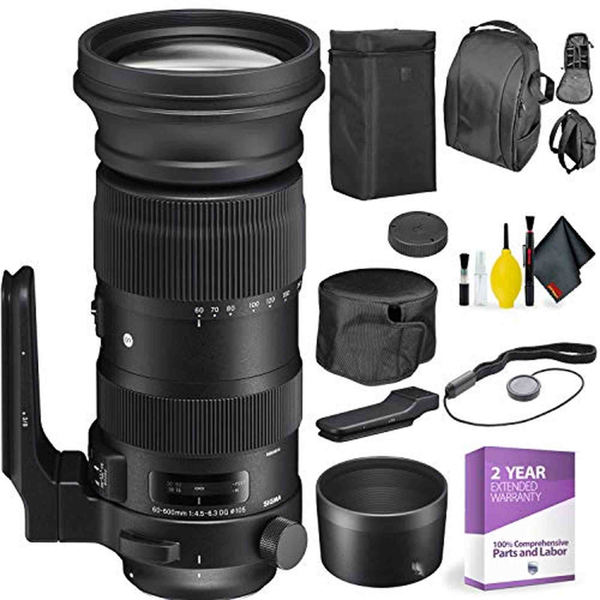 Sigma 60-600mm f/4.5-6.3 DG OS HSM Sports Lens for Nikon F + Deluxe Lens Cleaning Kit Sigma