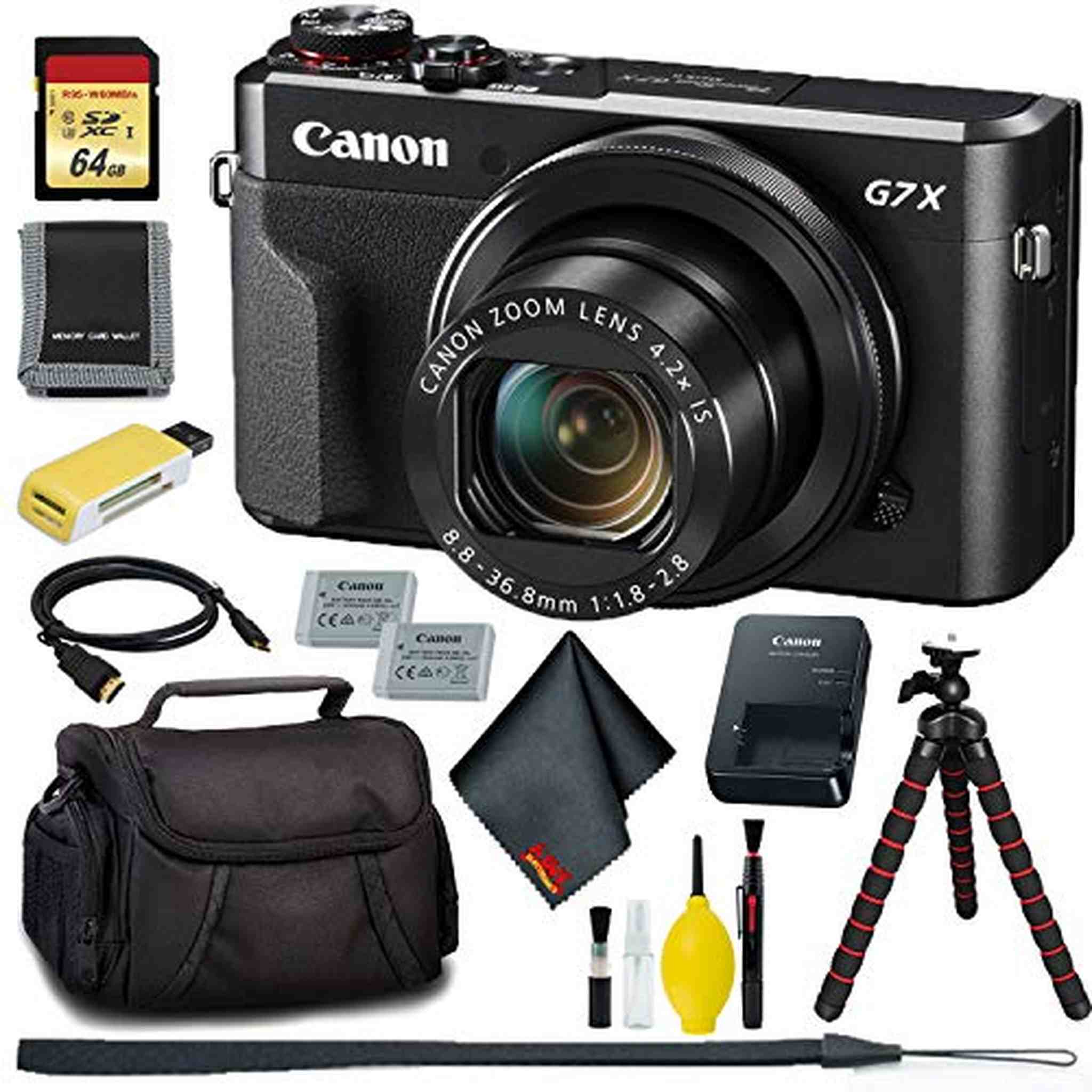 Canon PowerShot G7 X Mark II Digital Camera + 64GB Memory + Extra Battery Bundle Canon