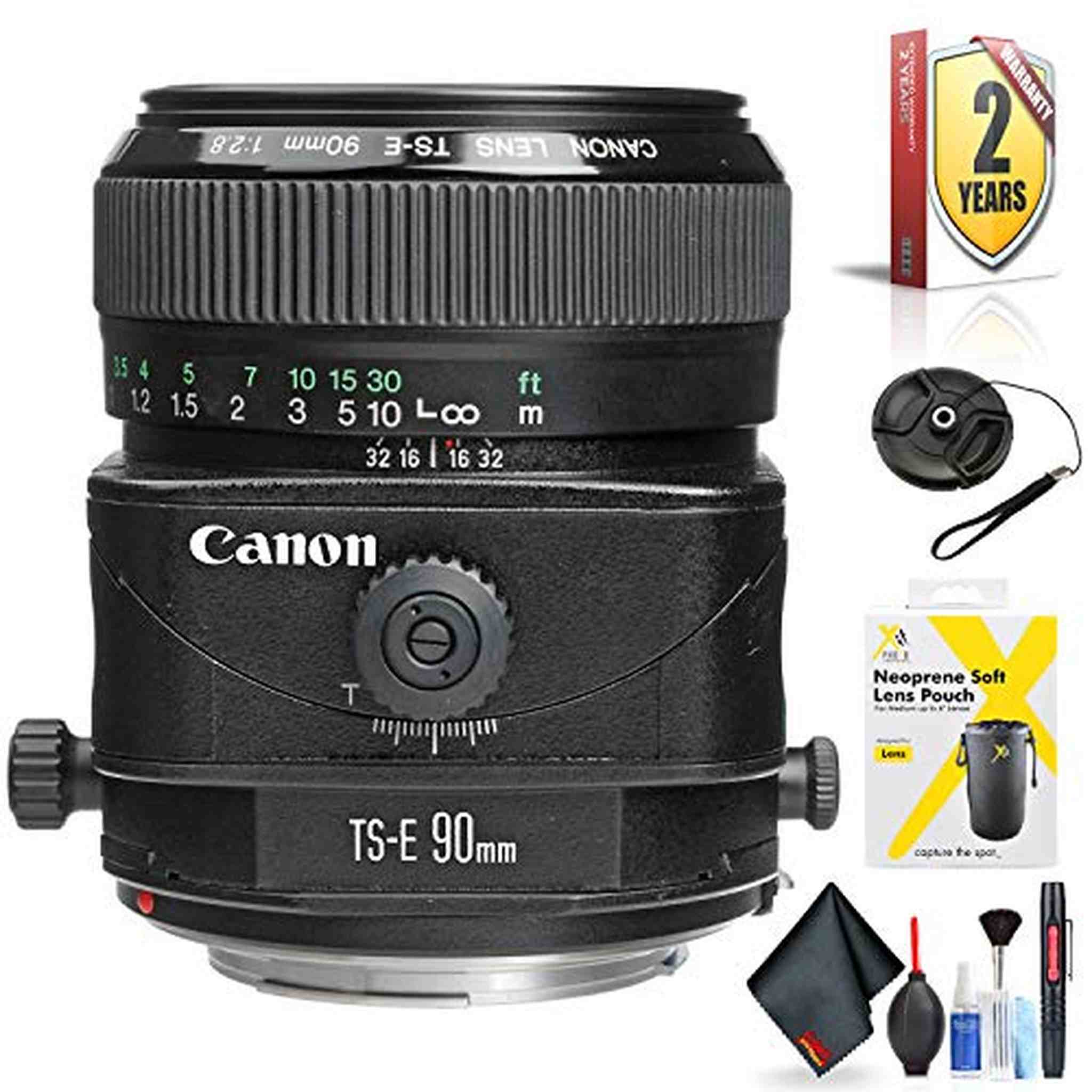 Canon TS-E 90mm f/2.8 Tilt-Shift Lens for Canon EF Mount + Accessories International Model with 2 Year Warranty Canon