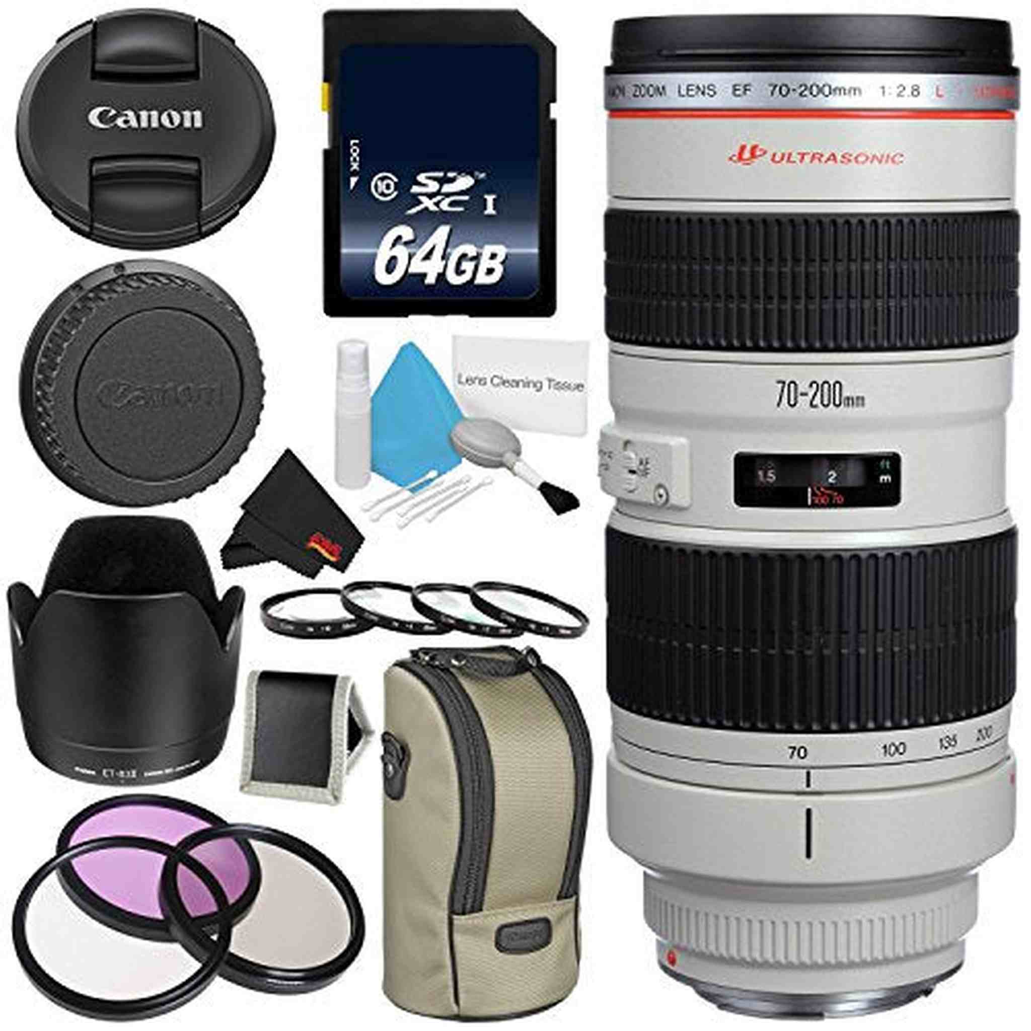 Canon EF 70-200mm f/2.8L USM Telephoto Zoom Lens Bundle for Canon SLR Digital Cameras Intl Model - Pro Canon