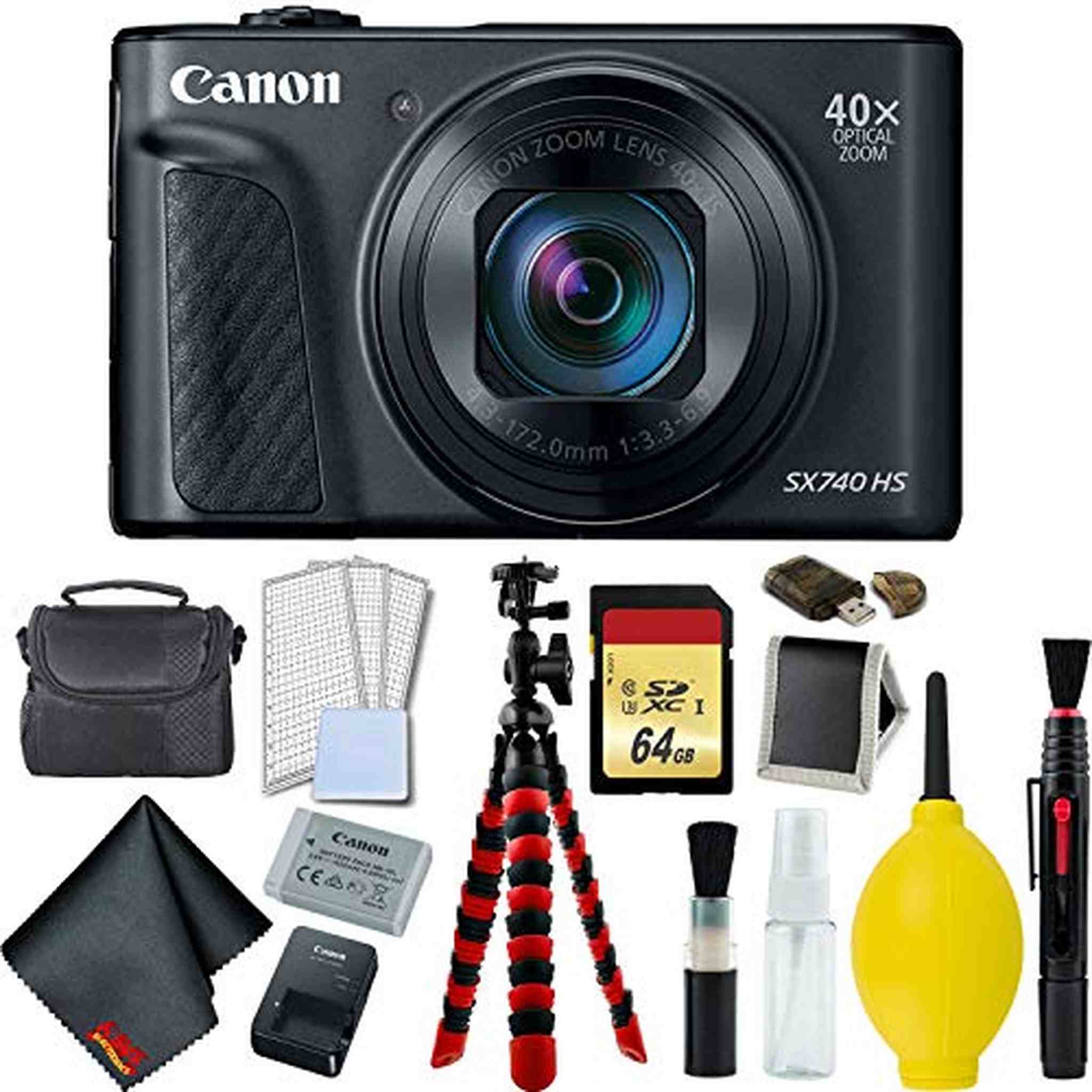 Canon PowerShot SX740 HS Digital Camera Black Complete Bundle - International Model Canon