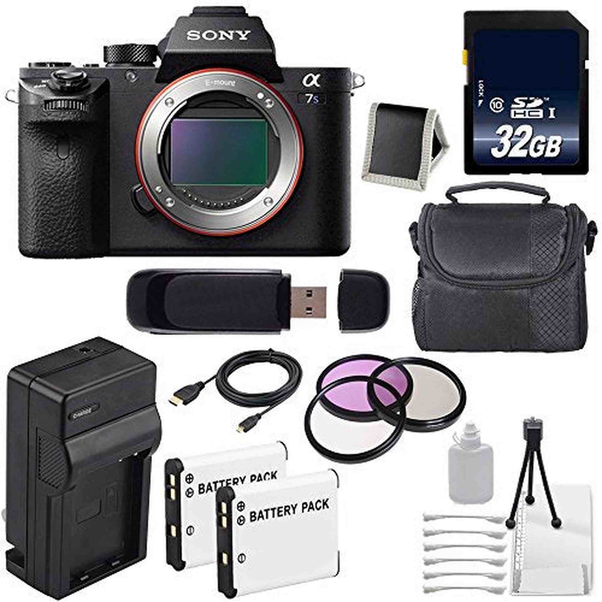 Sony Alpha a7S II a7S Mark II a7SII ILCE7SM2/B Mirrorless Digital Camera International Model + 62mm Filter Kit Pro Bundle Sony