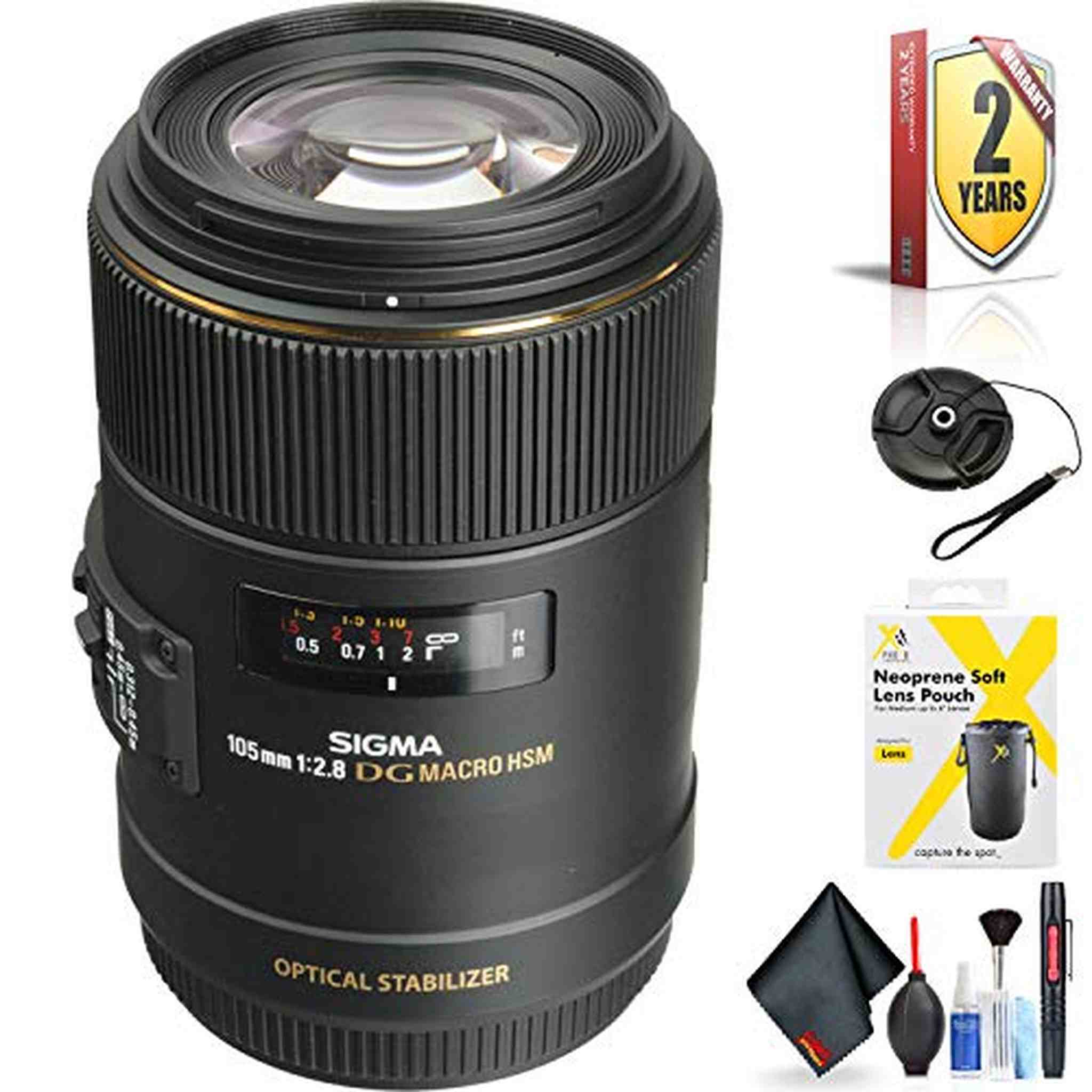 Sigma 105mm f/2.8 EX DG OS HSM Macro Lens for Canon EOS Cameras for Canon EF Mount + Accessories International Model wi Sigma