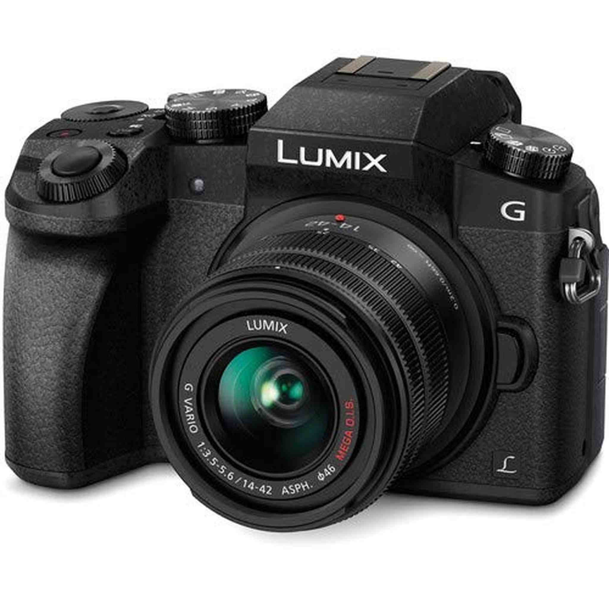 Panasonic Lumix DMC-G7 Mirrorless Digital Camera with 14-42mm Lens - Bundle with 1 Year Extended Warranty, 32GB Memory C Panasonic