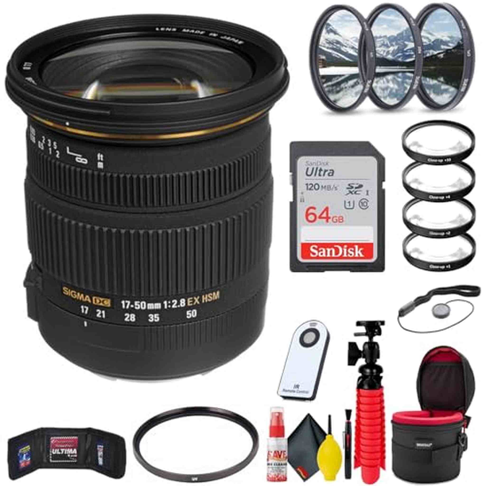 Sigma 17-50mm f/2.8 EX DC OS HSM Lens for Nikon F Deluxe Bundle W/Accessories Sigma