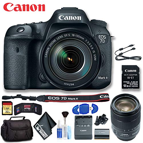 Canon EOS 7D Mark II DSLR Camera with 18-135mm f/3.5-5.6 IS USM Lens & W-E1 Wi-Fi Adapter Intl Model Deluxe Bundle Canon