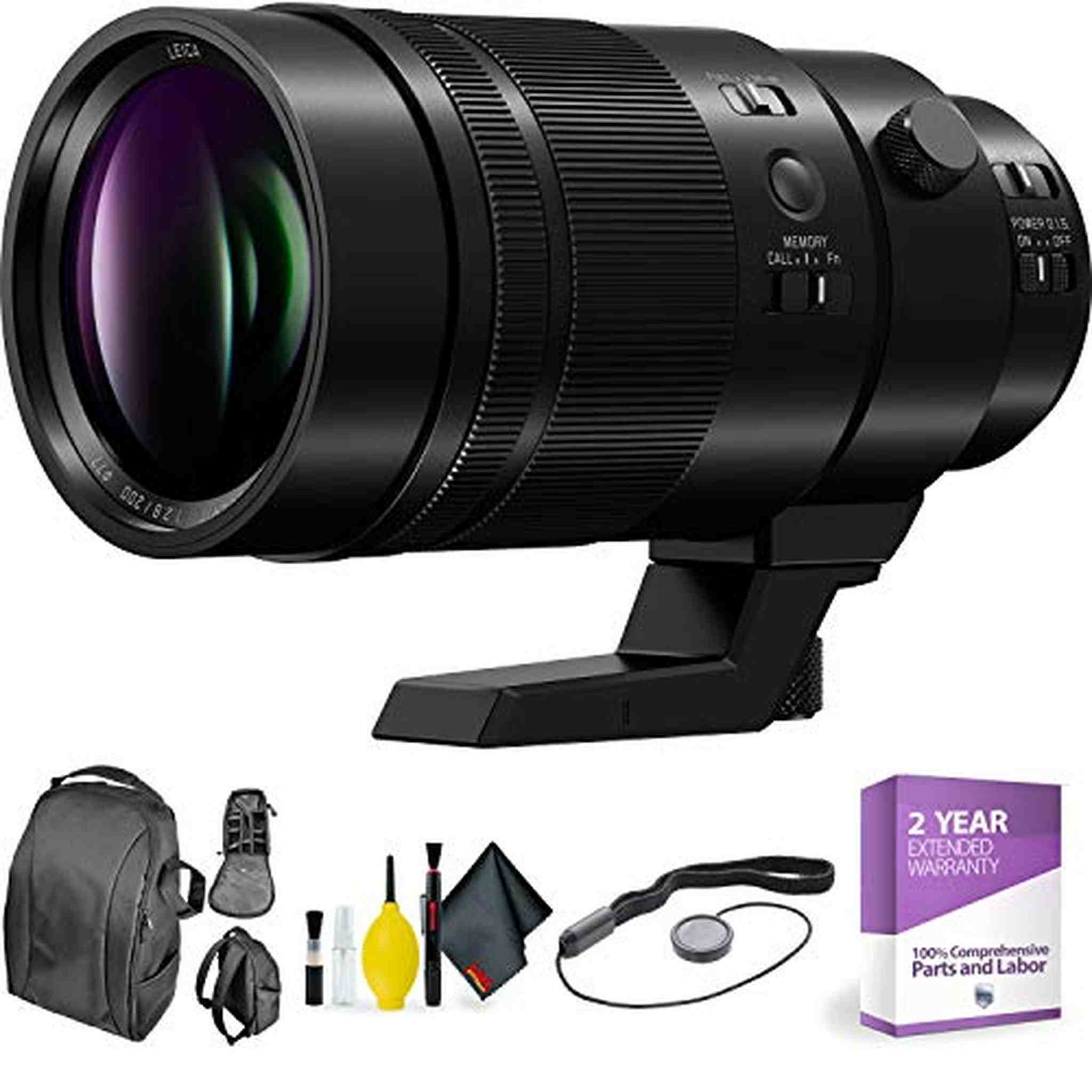 Panasonic Leica DG Elmarit 200mm f/2.8 Power O.I.S. Lens + Deluxe Lens Cleaning Kit Bundle Panasonic