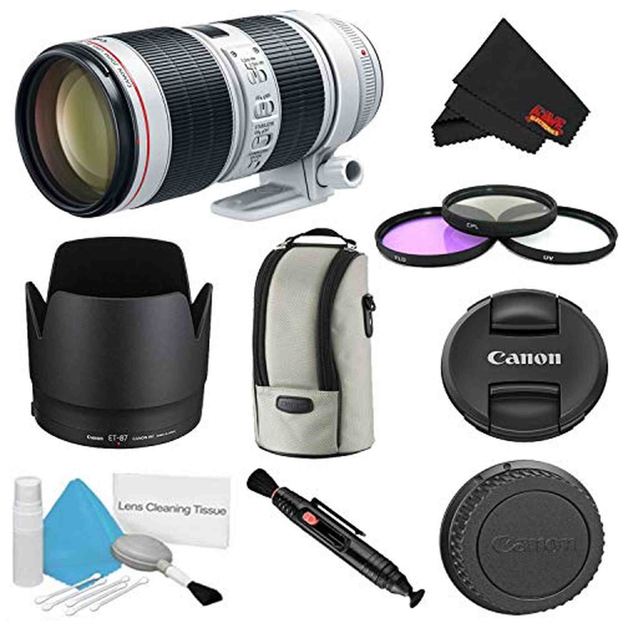 Canon EF 70-200mm f/2.8L is III USM Lens Bundle w/ 3 Piece Filter Kit International Model Canon