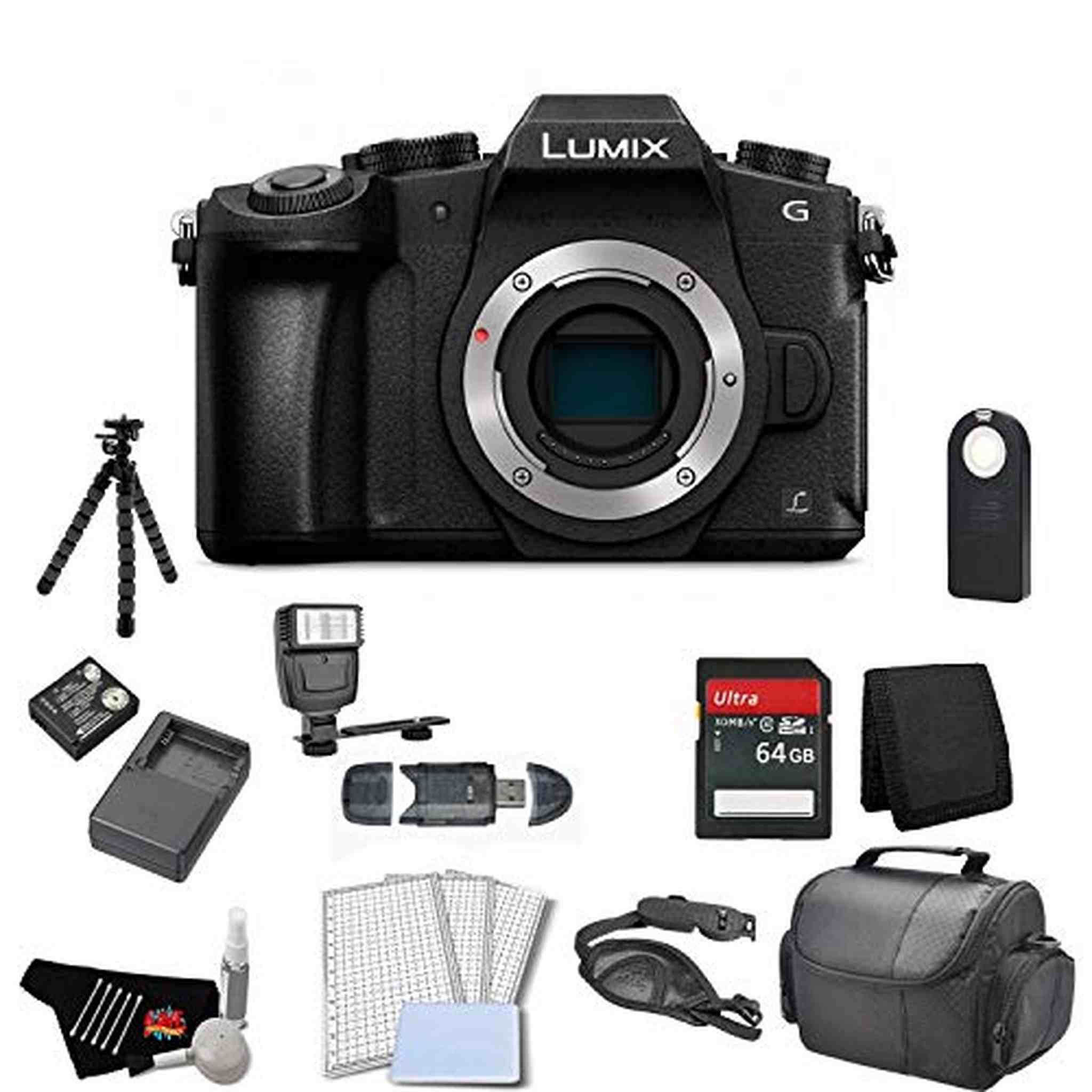 Panasonic Lumix DMC-G85 Mirrorless Micro Four Thirds Digital Camera Body Only Bundle with 64GB Memory Card + Replaceme Panasonic