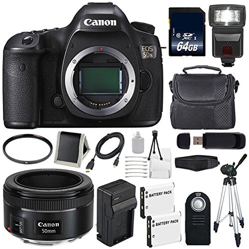 Canon EOS 5DS DSLR Camera International Model 0581C002 + Canon EF 50mm f/1.8 STM Lens + LP-E6 Battery Starter Bundle Canon