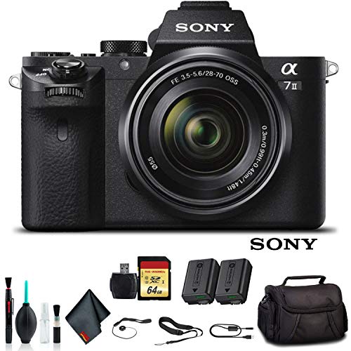 Sony Alpha a7 II Mirrorless Camera with FE 28-70mm f/3.5-5.6 OSS Lens ILCE7M2K/B With Soft Bag, Additional Battery, 64GB Memory Card, Card Reader , Plus Essential Accessories Sony