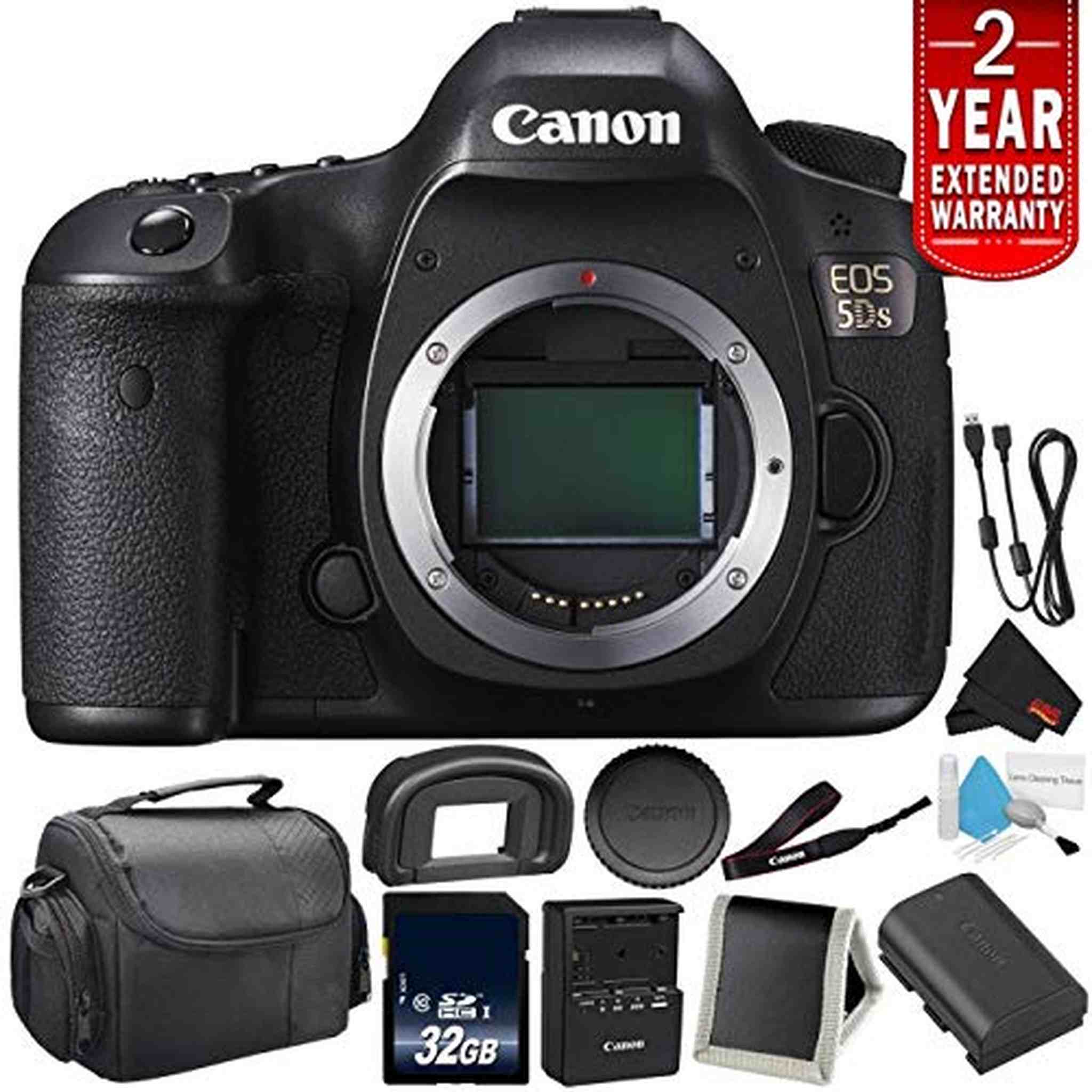 Canon EOS 5DS Digital SLR Camera 0581C002 Body Only - Camera Bundle with 32GB Memory Card International Version Ultimate Bundle Canon