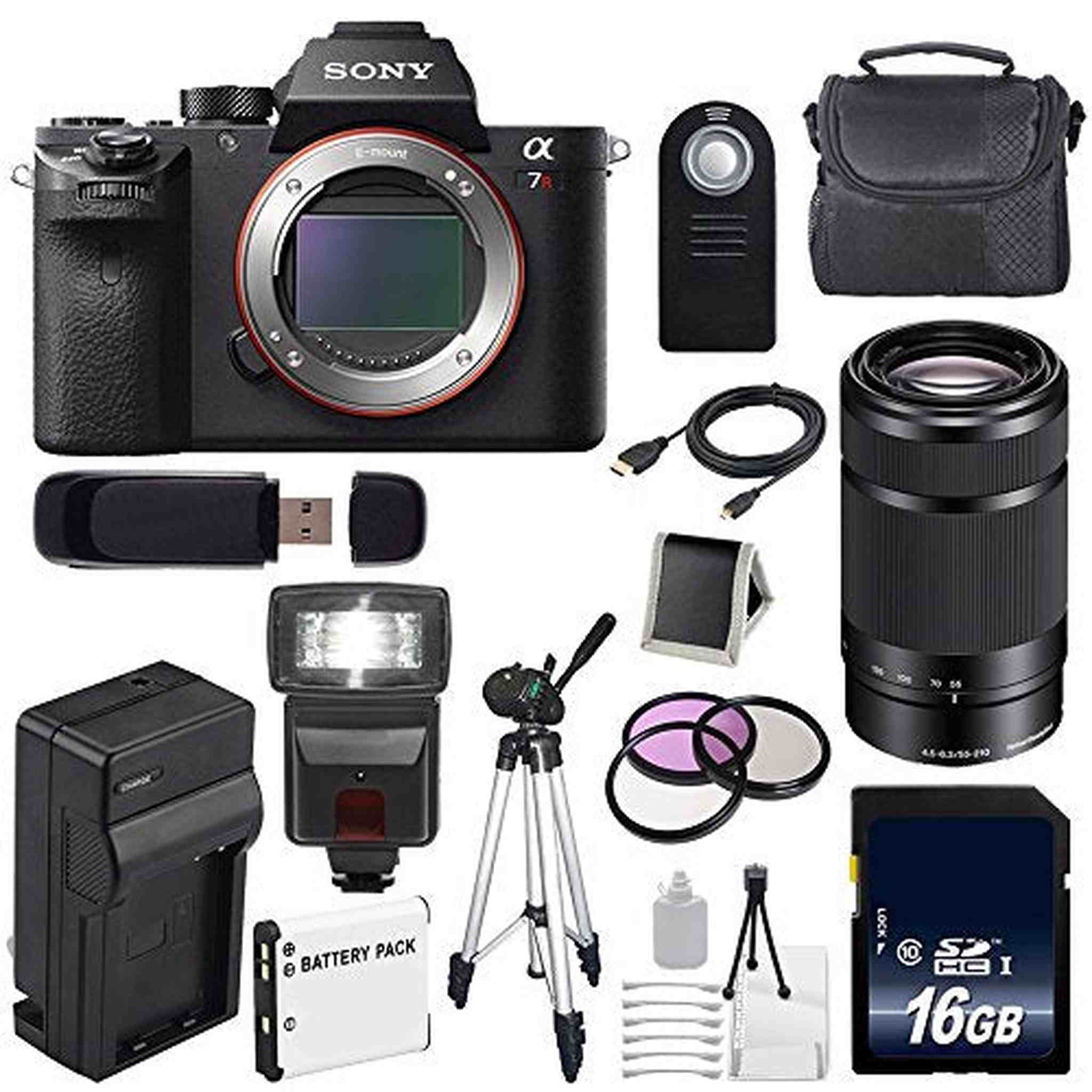 Sony Alpha a7R II Mirrorless Digital Camera International Model + Sony E 55-210mm f/4.5-6.3 OSS E-Mount Lens Black Base Bundle Sony