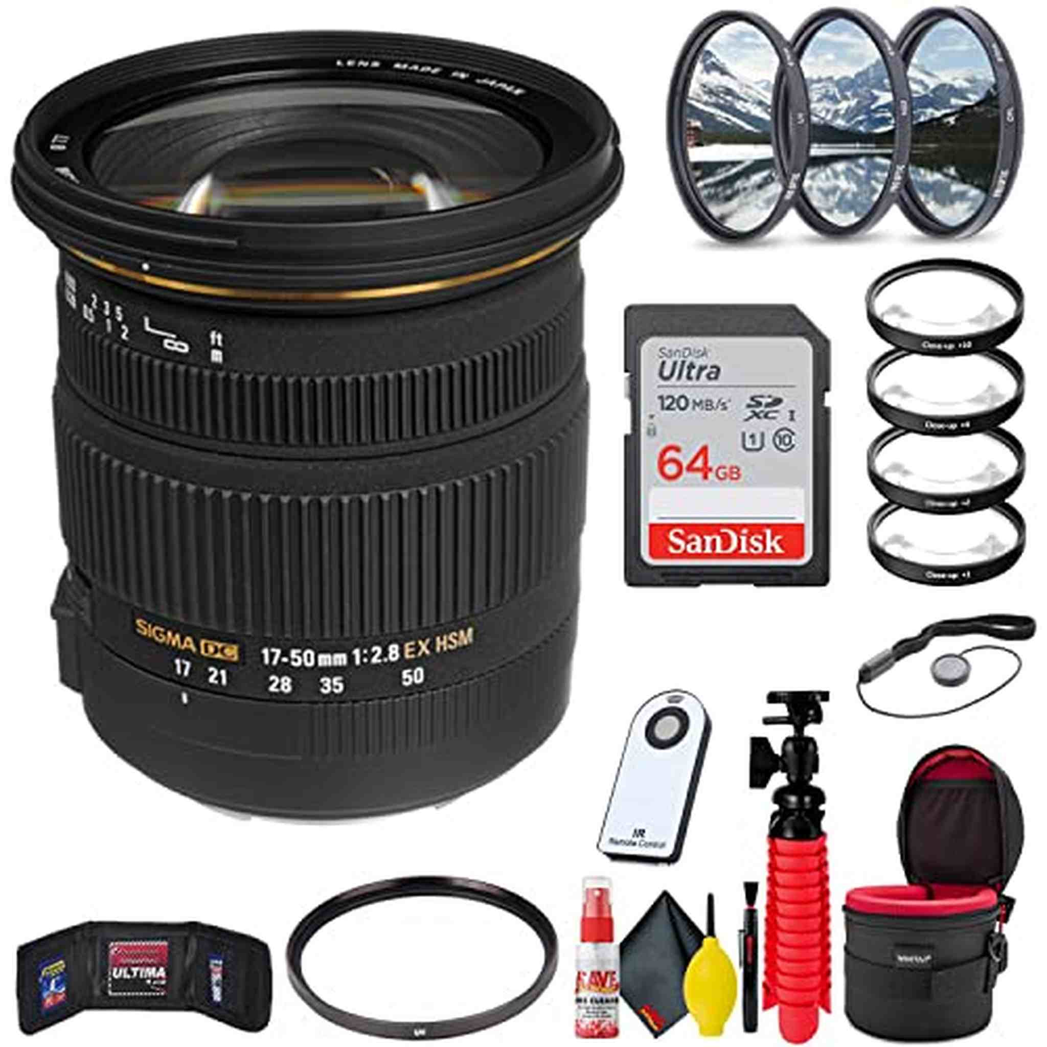 Sigma 17-50mm f/2.8 EX DC OS HSM Lens for Nikon F Deluxe Bundle W/Accessories Sigma