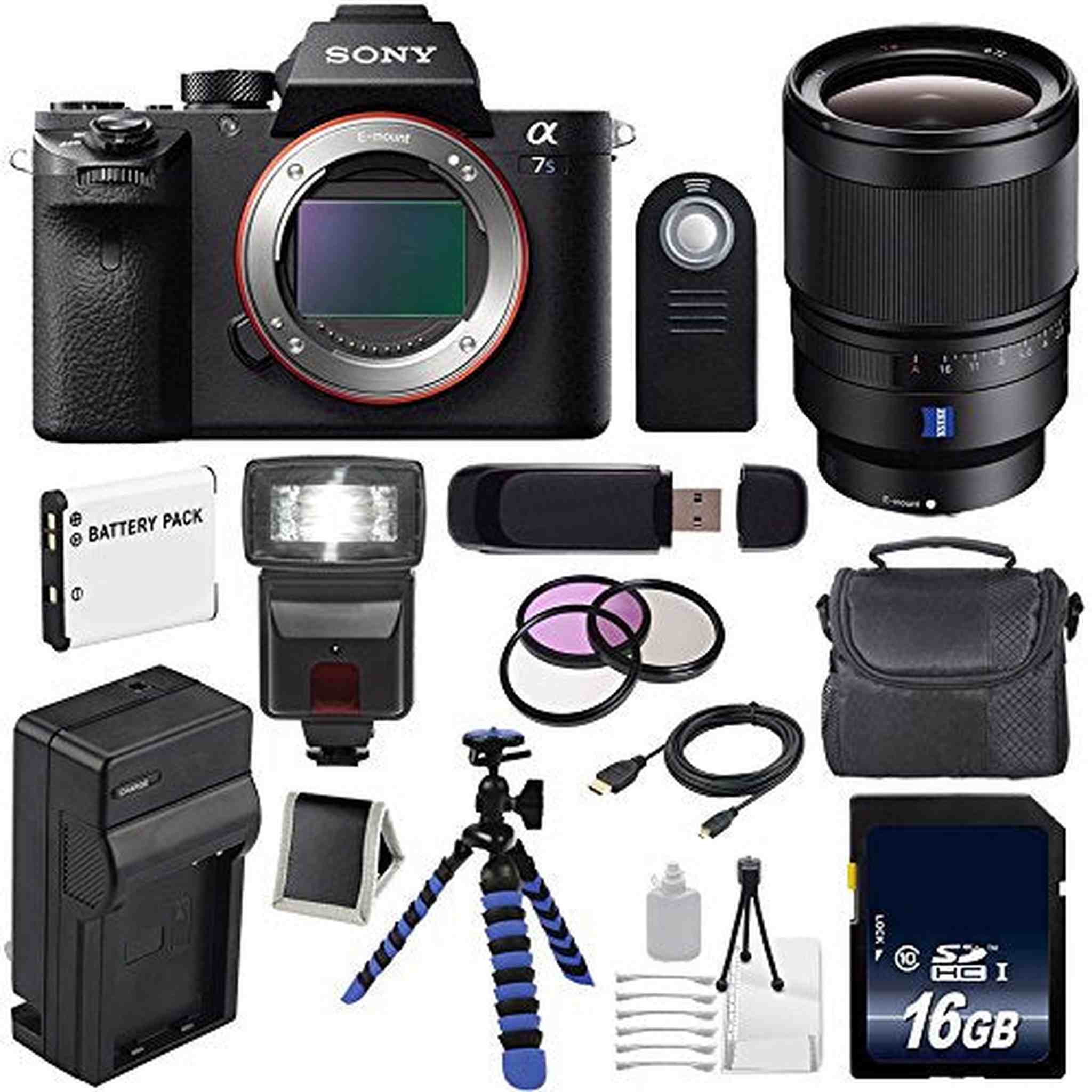 Sony Alpha a7S II a7S Mark II a7SII ILCE7SM2/B Mirrorless Digital Camera International Model + Sony Distagon T FE 35mm Lens Deluxe Bundle Sony