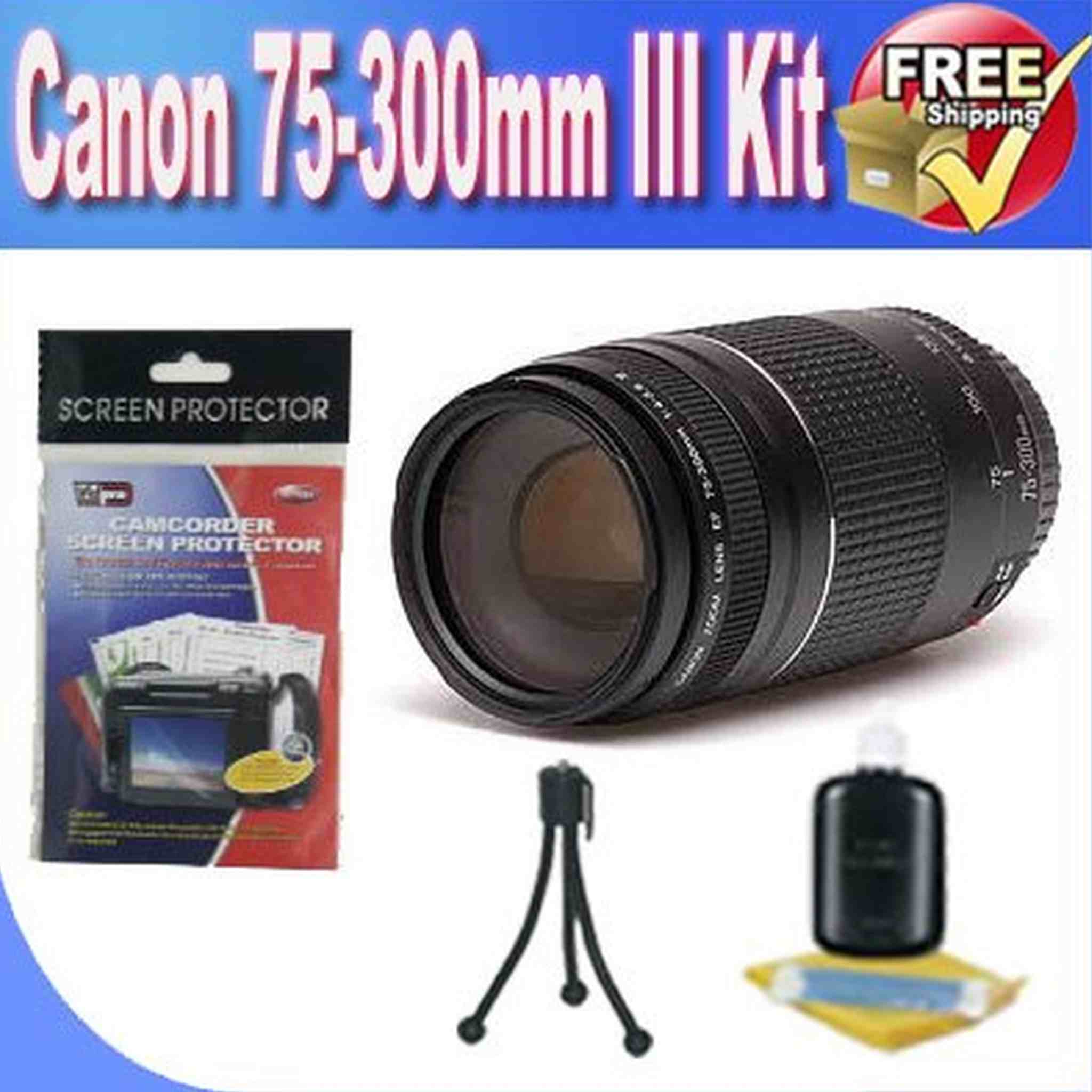 Canon EF 75-300mm f/4-5.6 III Telephoto Zoom Lens for Canon SLR Cameras + Accessory Saver Bundle Canon