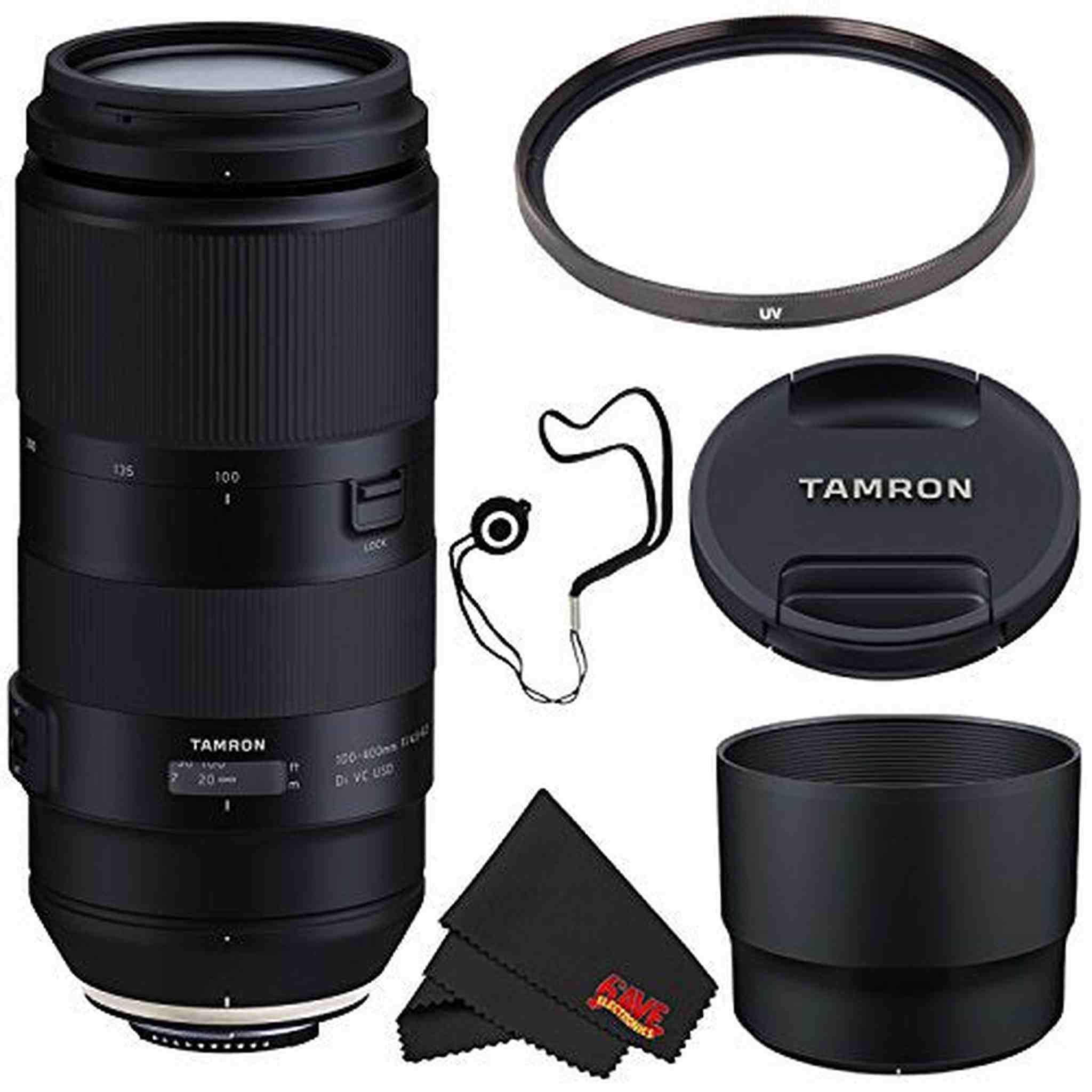 Tamron 100-400mm f/4.5-6.3 Di VC USD Lens for Nikon F AFA035N-700 International Model + 67mm UV Filter + Lens Cap Keep Tamron