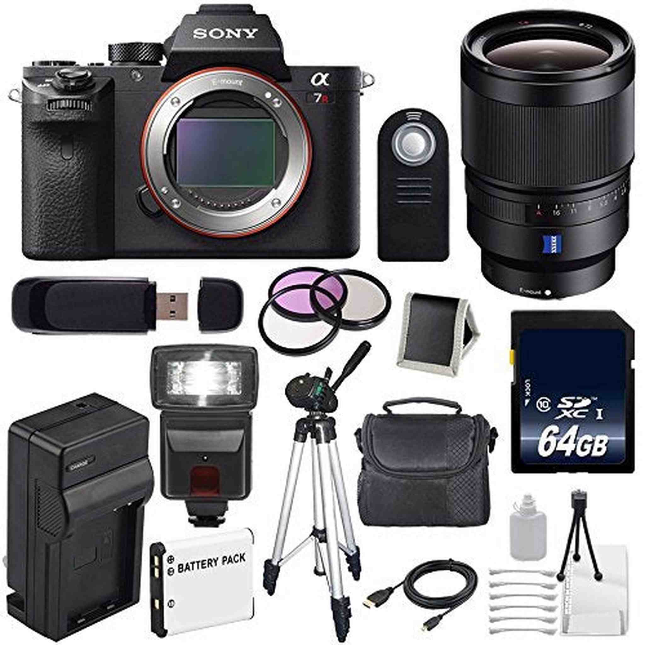 Sony Alpha a7R II Mirrorless Digital Camera International Model + Sony Distagon T FE 35mm f/1.4 ZA Lens + 72mm 3 Piece Premium Bundle Sony