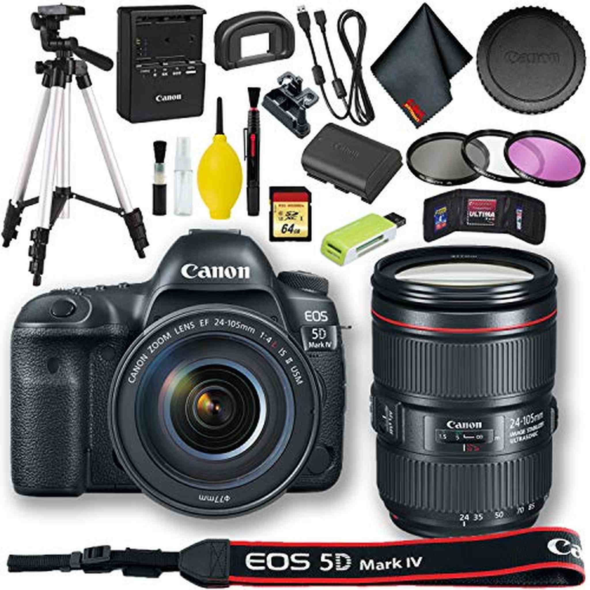 Canon EOS 5D Mark IV DSLR Camera with 24-105mm f/4L II Lens International Model + 64GB Standard Bundle Canon