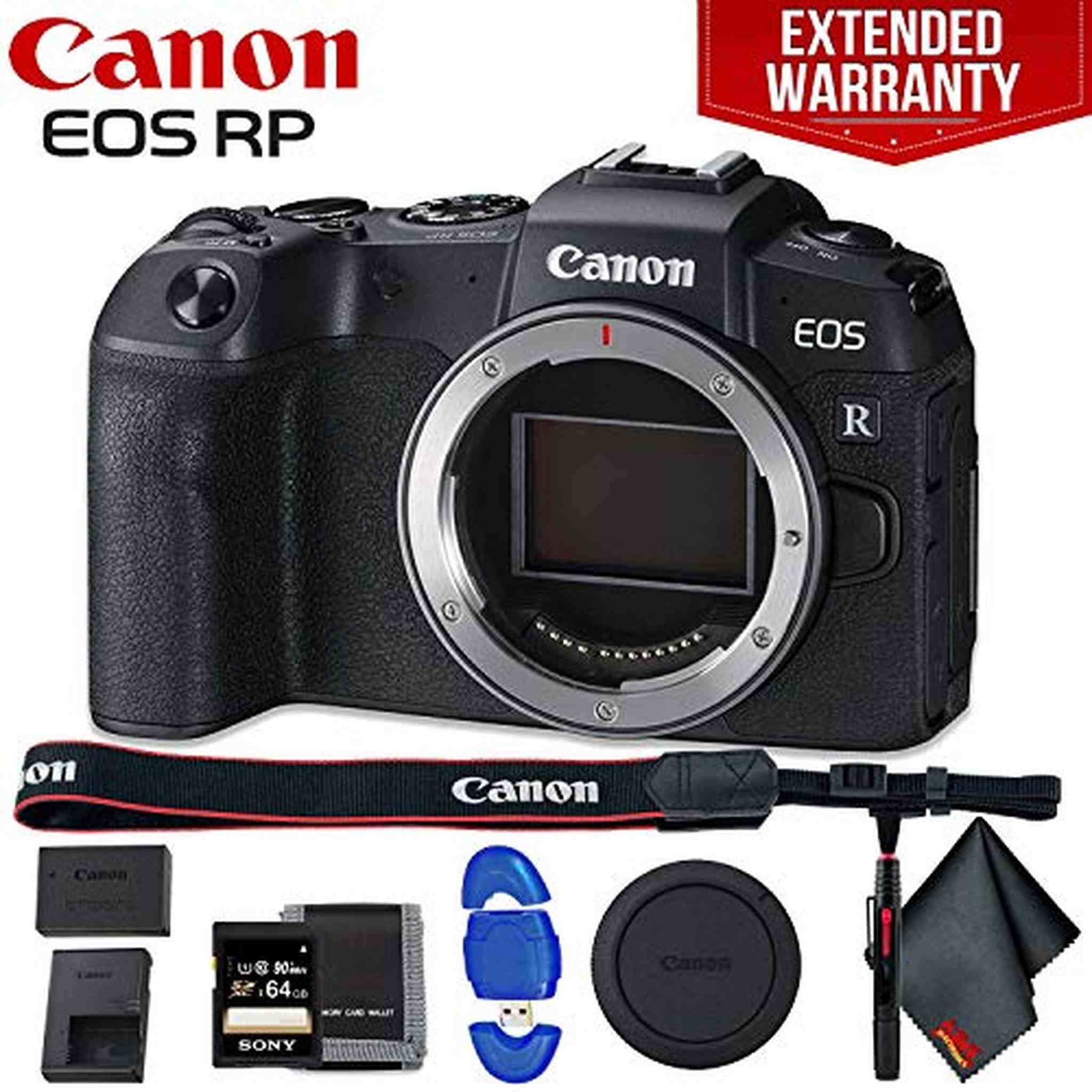 Canon EOS RP Mirrorless Digital Camera Body Only - Includes - Cleaning Kit and Memory Card Kit Bundle Canon