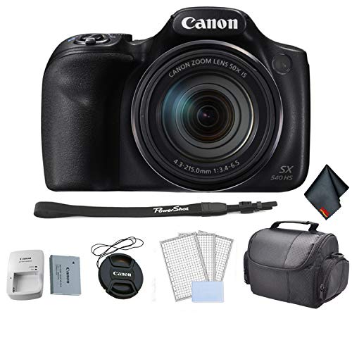 Canon PowerShot SX540 HS Digital Point and Shoot Camera Bundle with Carrying Case + LCD Screen Protectors and More - Int Canon