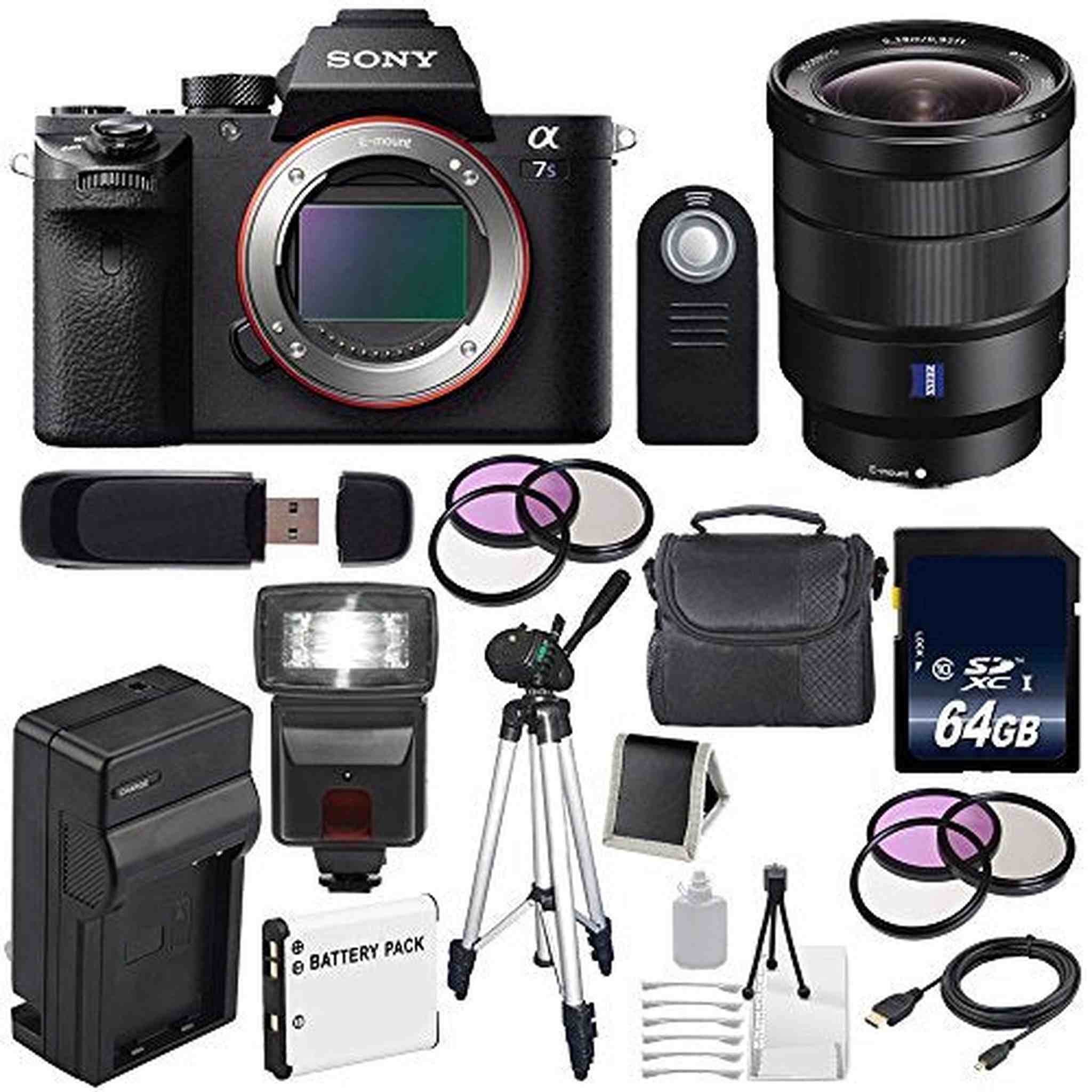 Sony Alpha a7S II a7S Mark II a7SII ILCE7SM2/B Mirrorless Digital Camera International Model + Vario-Tessar T FE 16-35 Lens Outdoor Bundle Sony