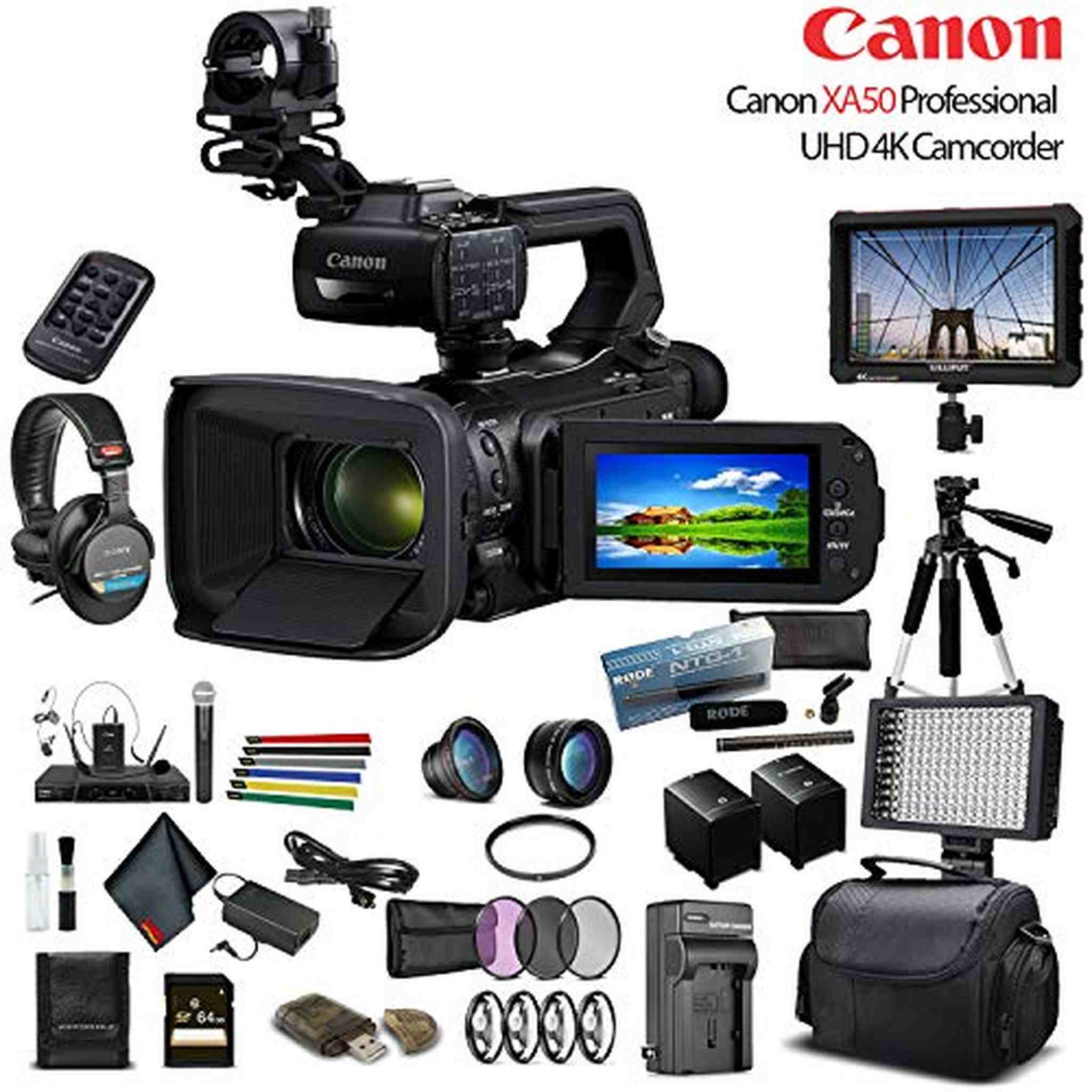 Canon XA50 UHD 4K Camcorder W/ 2 Extra Battery - Film Maker Bundle Canon