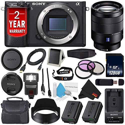 Sony Alpha a6300 Mirrorless Digital Camera International Model Vario-Tessar T FE 24-70mm f/4 ZA OSS Lens + NP-FW50 Rep Sony