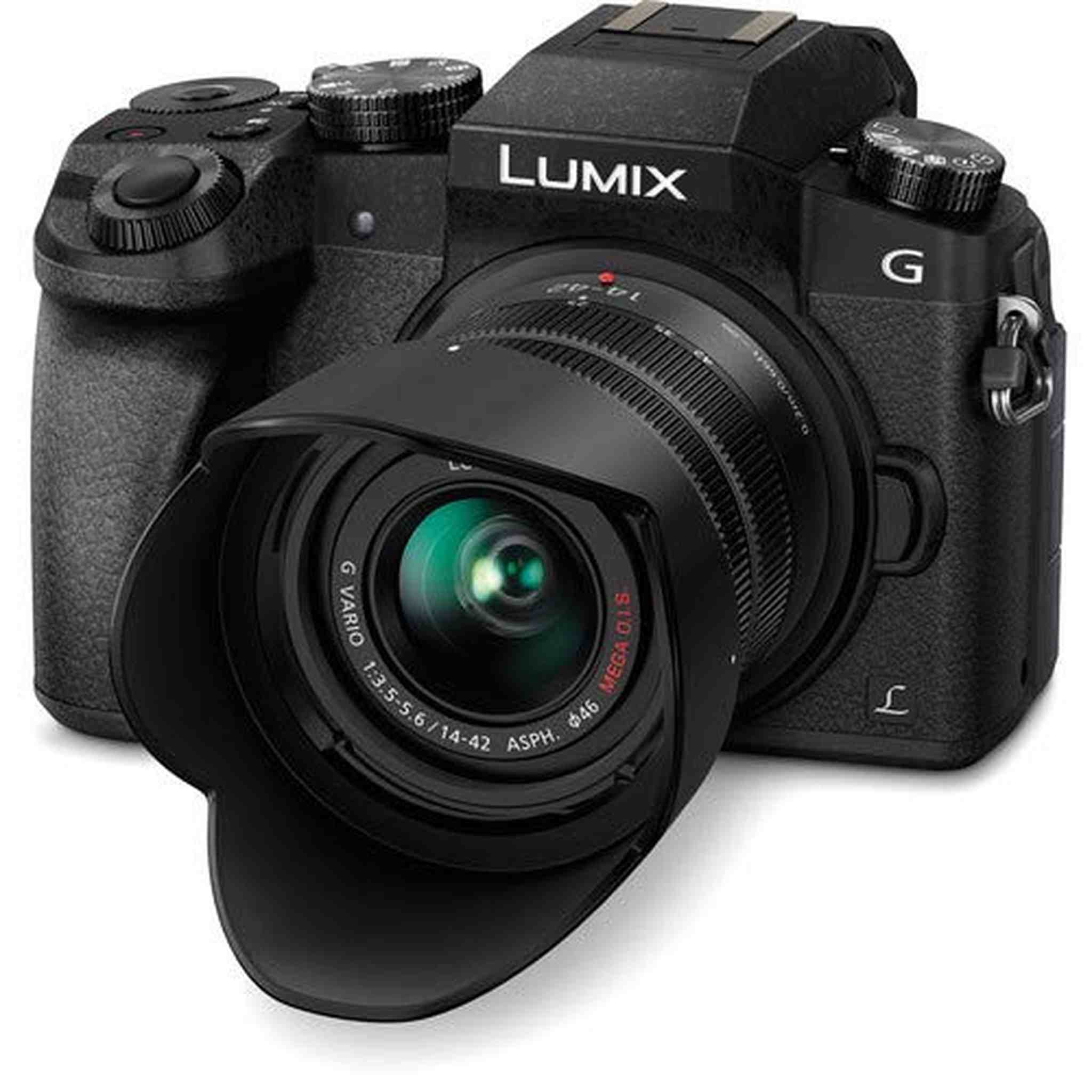 Panasonic Lumix DMC-G7 Mirrorless Digital Camera with 14-42mm Lens - Bundle with 1 Year Extended Warranty, 32GB Memory C Panasonic