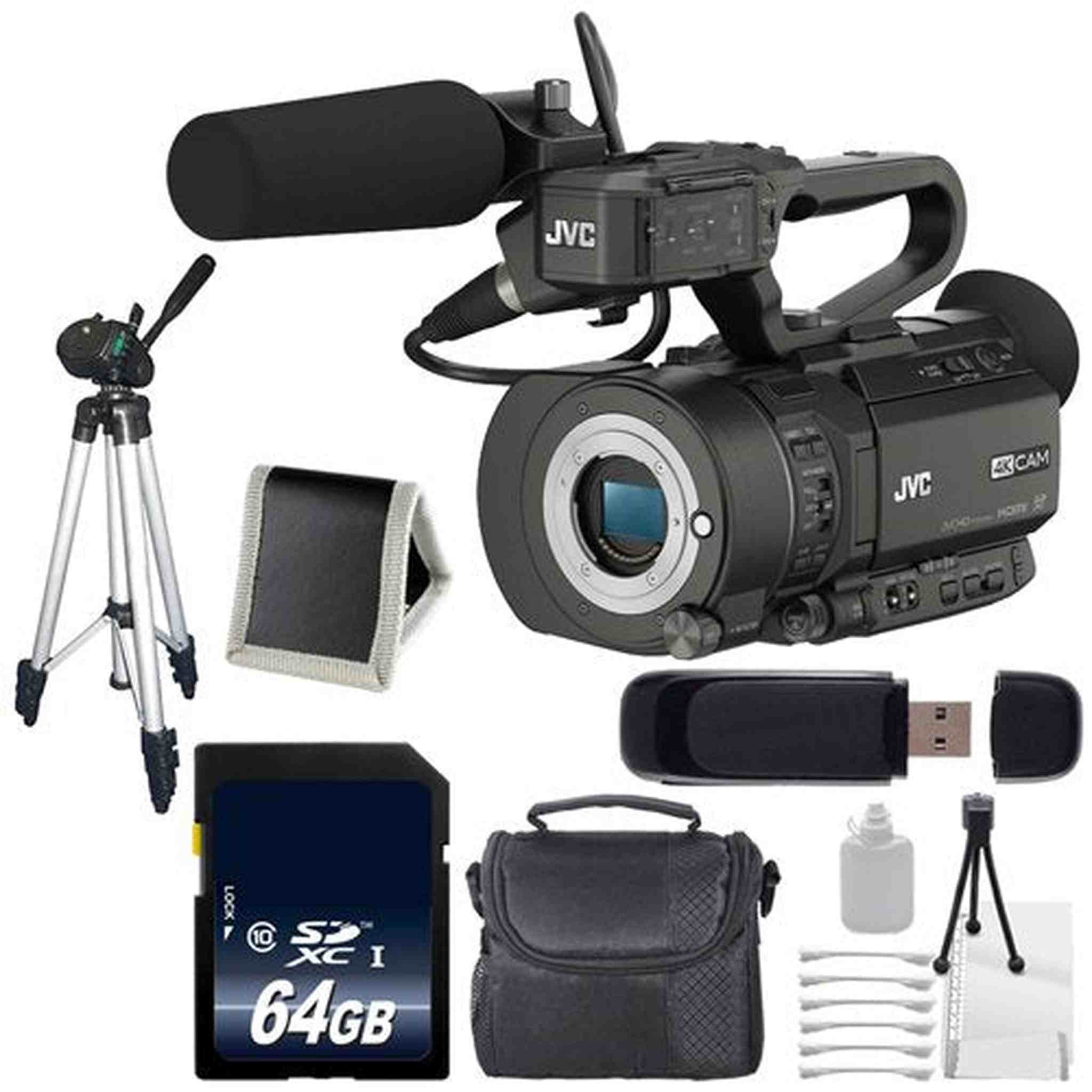 JVC GY-LS300 4KCAM Handheld S35mm Camcorder International Model Body Only + 64GB Memory Card Pro Bundle JVC