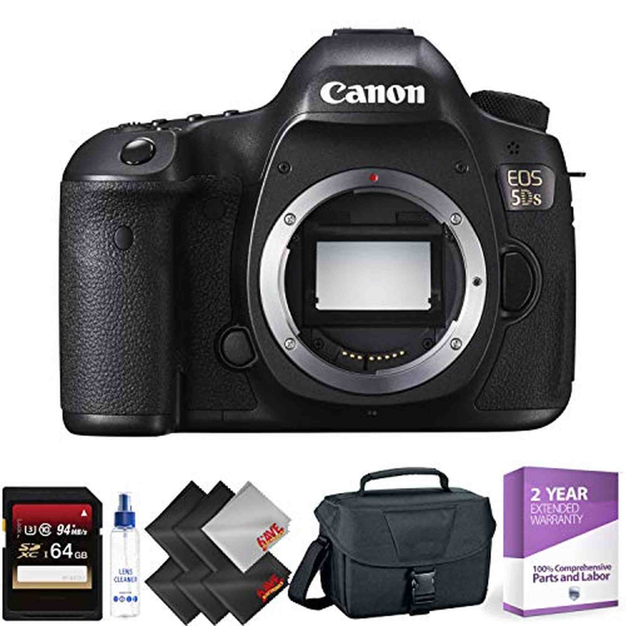 Canon EOS 5DS DSLR Camera Body Only + 64GB Memory Card + 1 Year Warranty Ultimate Bundle Canon