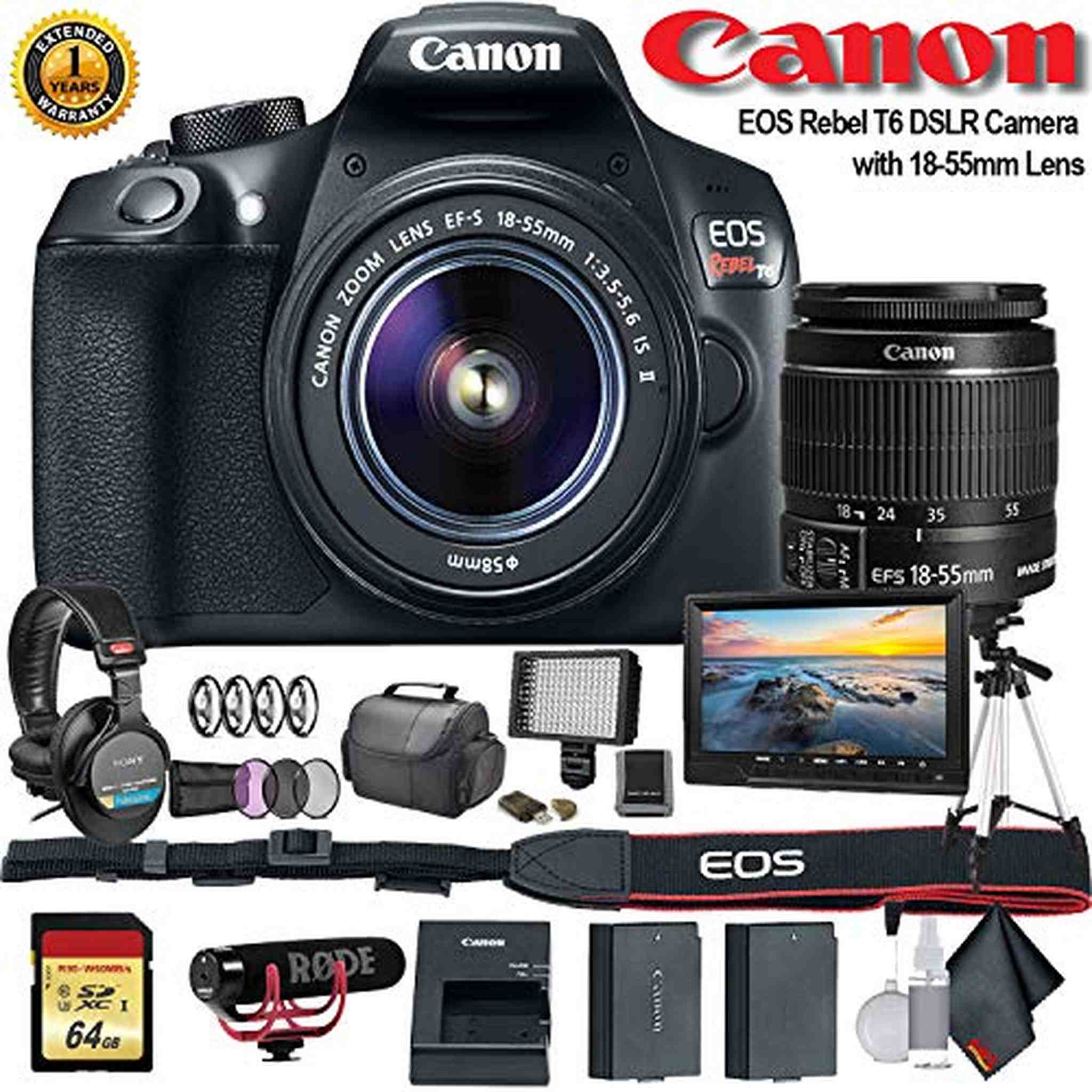 Canon EOS Rebel T6 DSLR Camera + 18-55mm Lens Starter Bundle 03 Canon