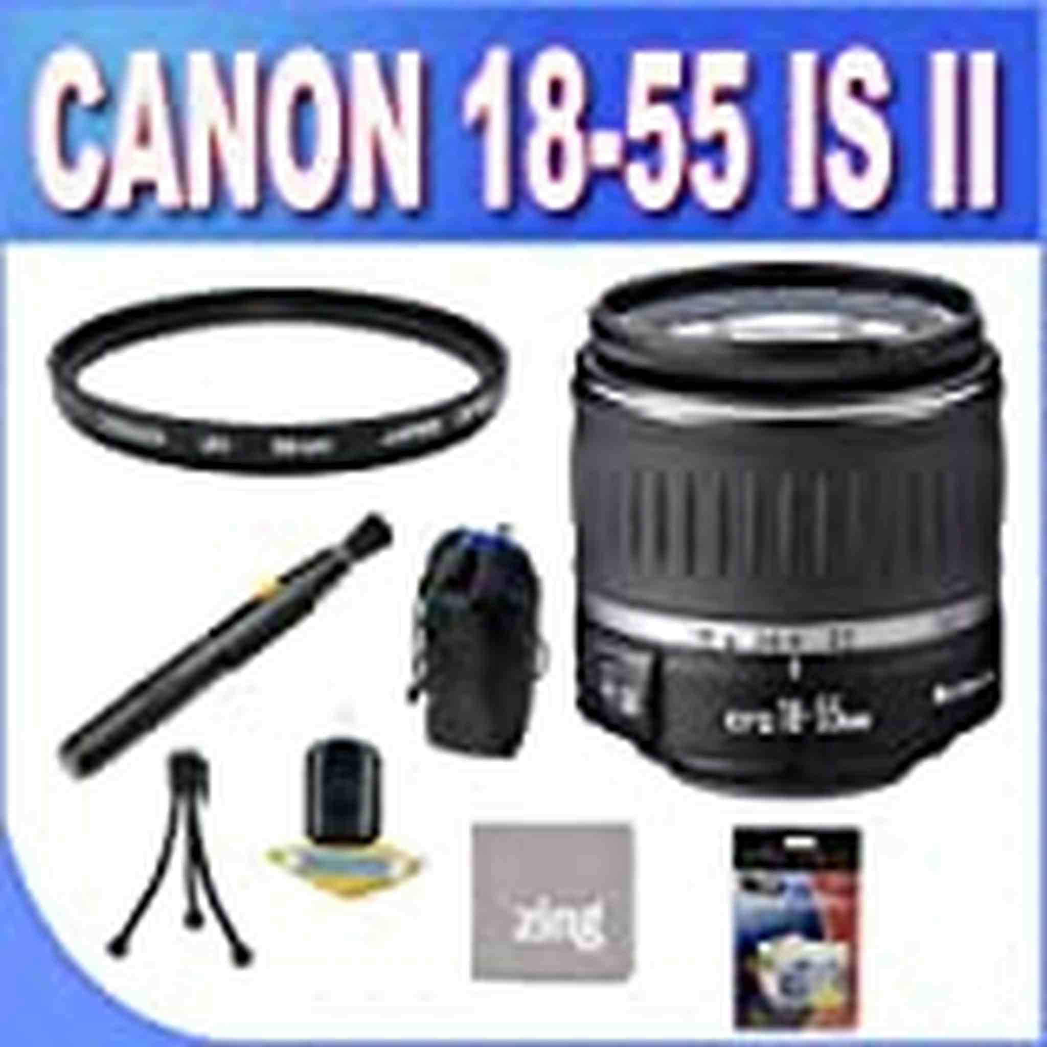 Canon EF-S 18-55mm f/3.5-5.6 is II SLR Lens - Mark II + UV Filter + Lens Pen Cleaner + Shock Proof Deluxe Lens Case + Microfiber Cleaning Cloth + Accessory Saver Bundle! BVI