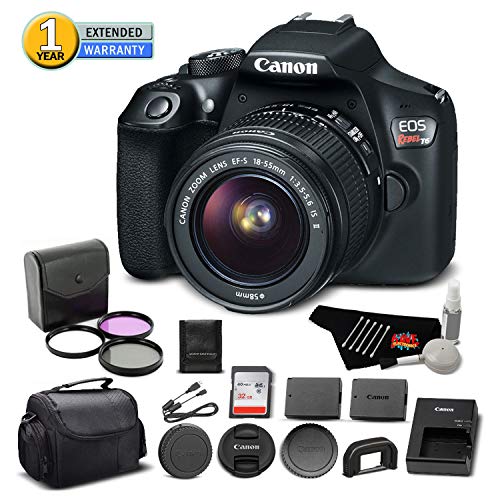 Canon EOS Rebel T6 Digital SLR Camera 1159C003 Bundle with 18-55mm f/3.5-5.6 is II Lens with 32GB Memory Card + More Canon