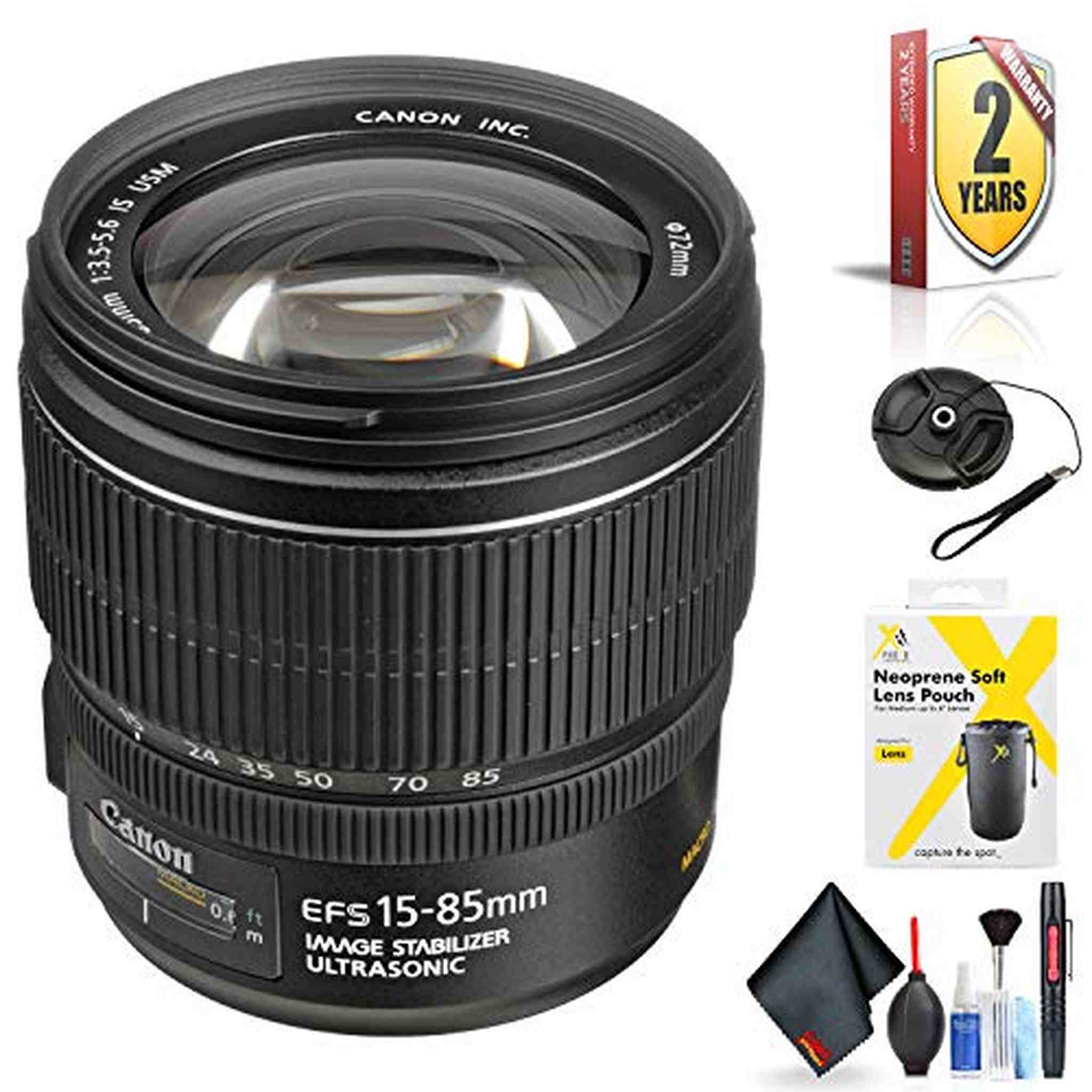 Canon EF-S 15-85mm f/3.5-5.6 is USM Lens for Canon EF-S Mount + Accessories International Model with 2 Year Warranty Canon