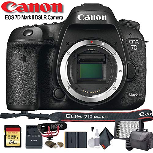 Canon EOS 7D Mark II DSLR Camera International Model 9128B002 W/Bag, Extra Battery, LED Light, Mic, Filters and More Canon