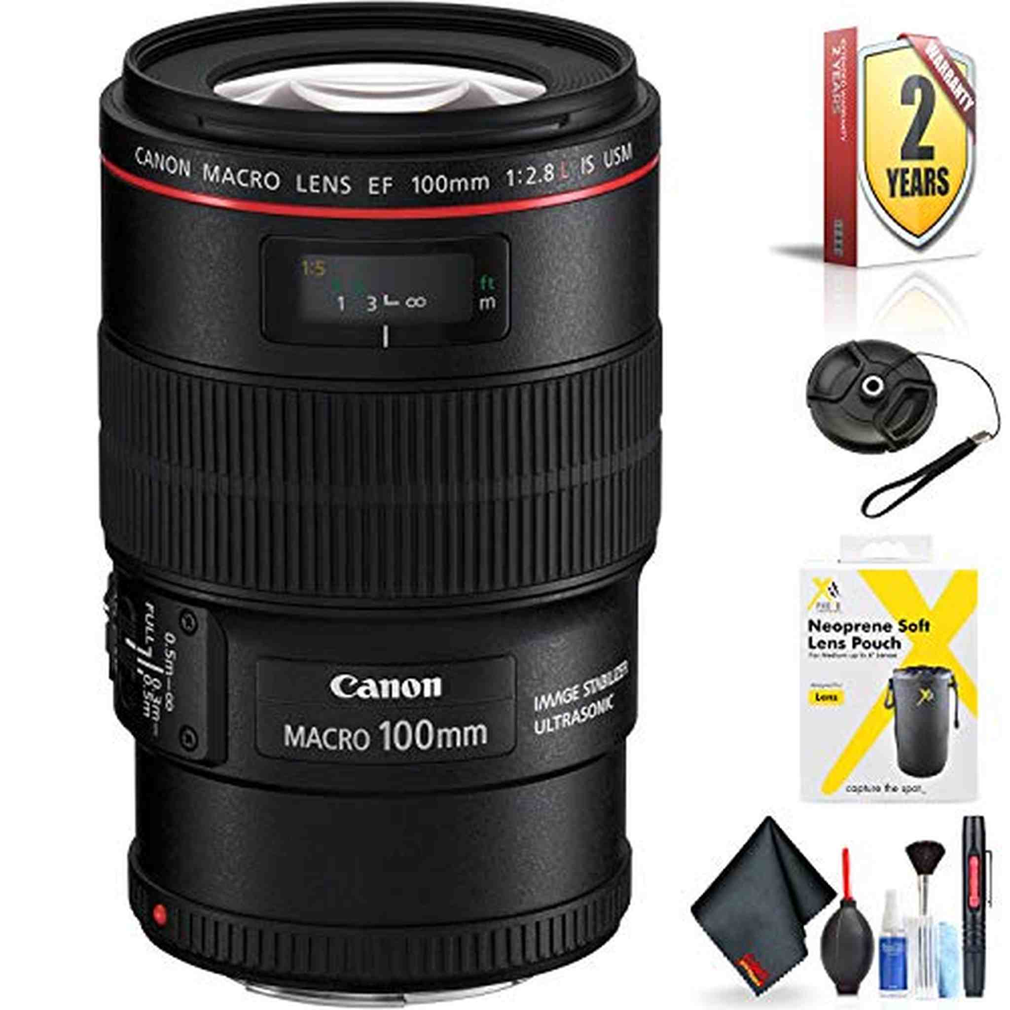 Canon EF 100mm f/2.8L Macro is USM Lens for Canon EF Mount + Accessories International Model with 2 Year Warranty Canon