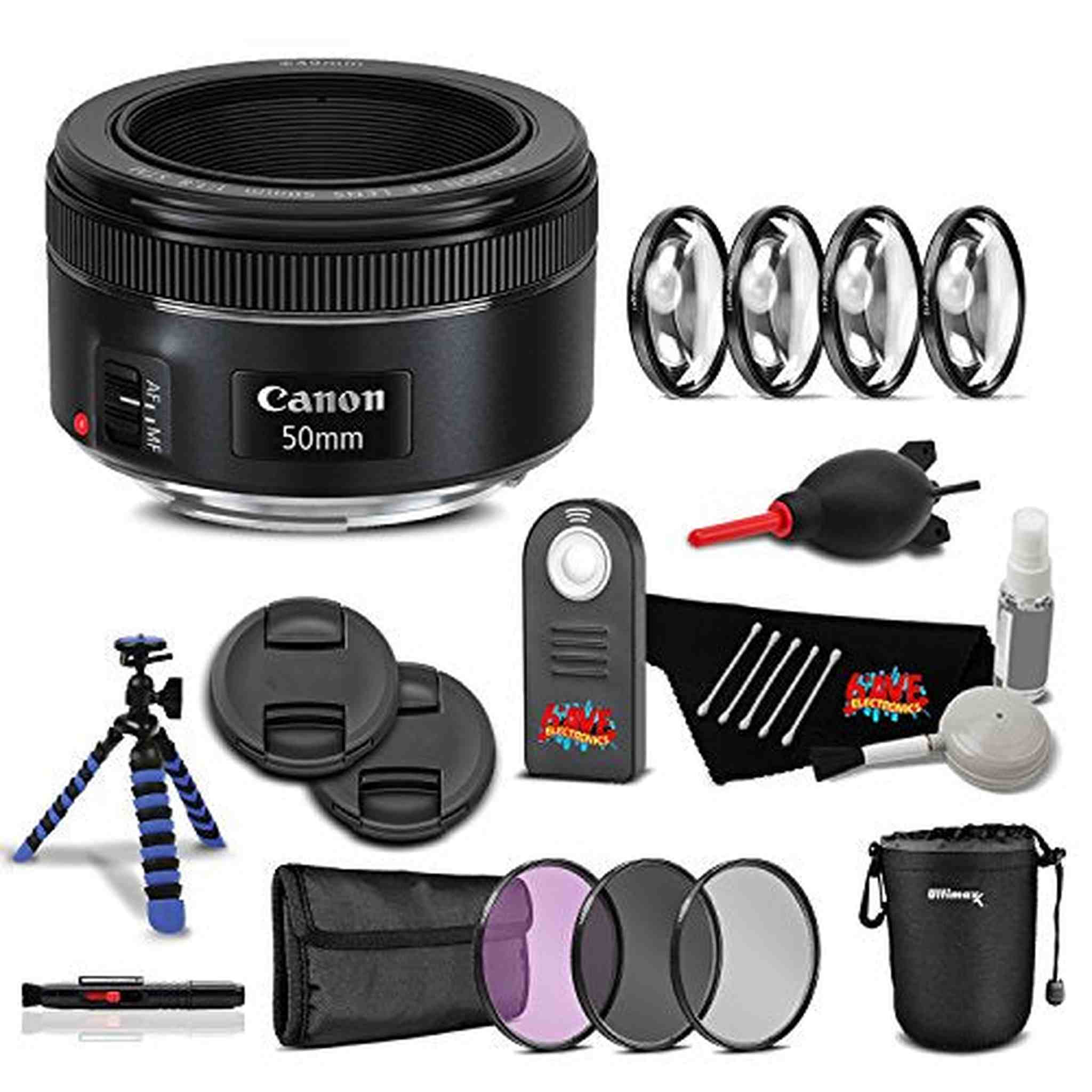 Canon EF 50mm f/1.8 STM Lens Professional Kit International Model Bundle Canon