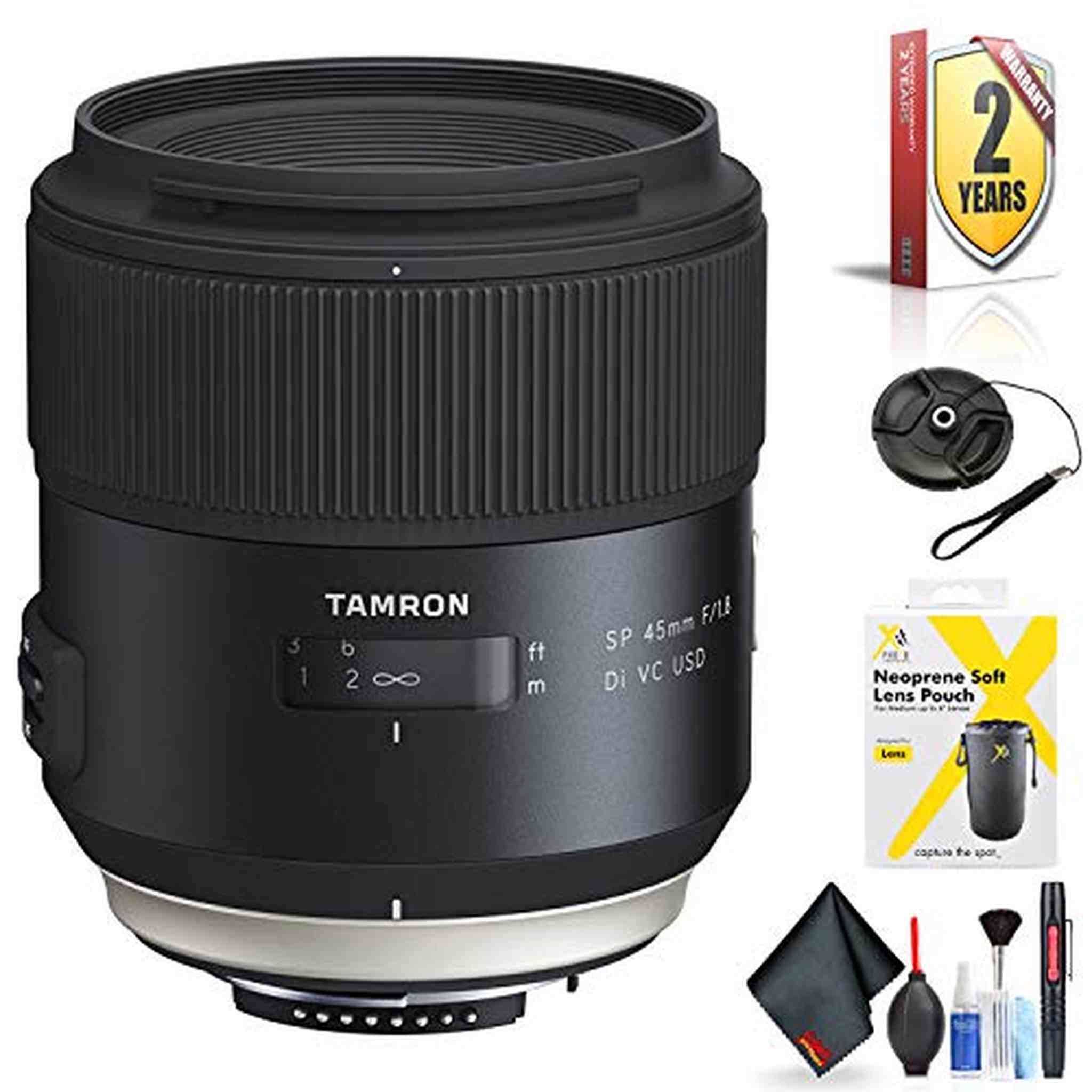 Tamron SP 45mm f/1.8 Di VC USD Lens for Nikon F for Nikon F Mount + Accessories International Model with 2 Year Warrant Tamron