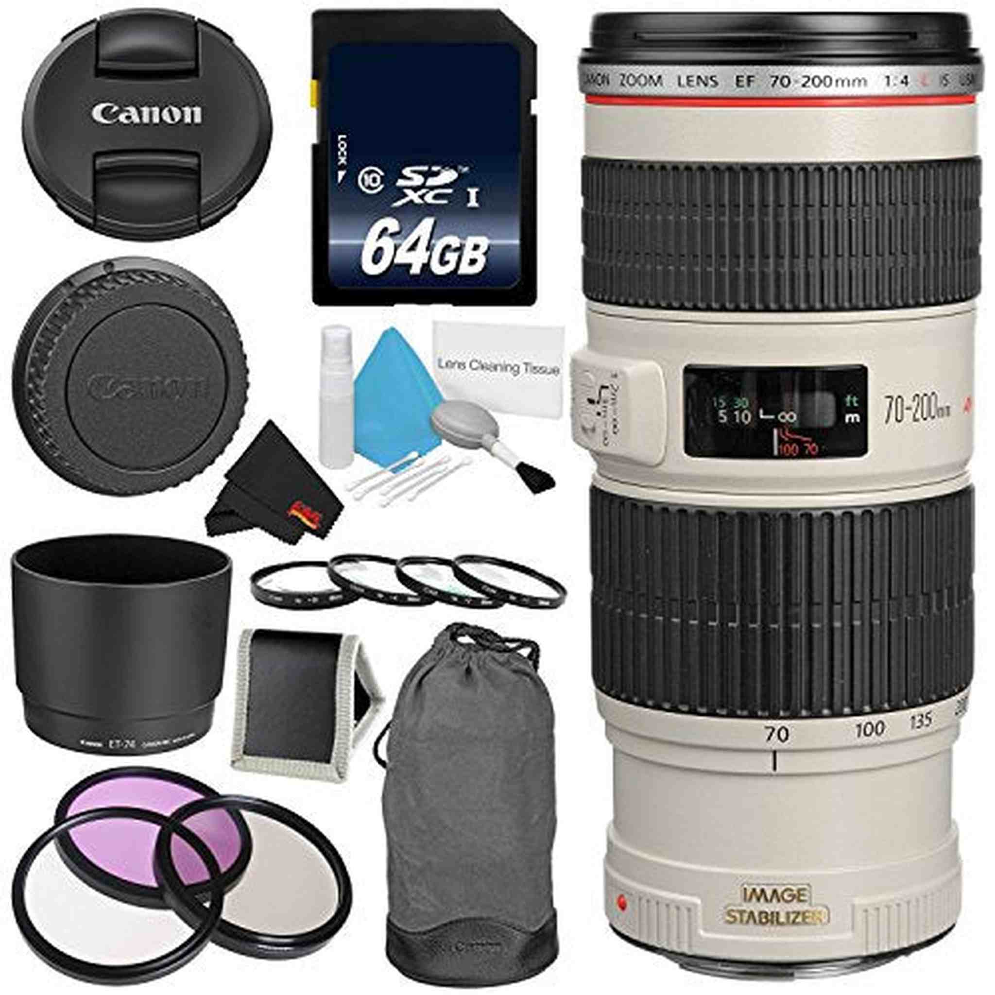 Canon EF 70-200mm f/4L IS USM Telephoto Zoom Lens Bundle for Canon SLR Digital Cameras Intl Model - Pro Canon