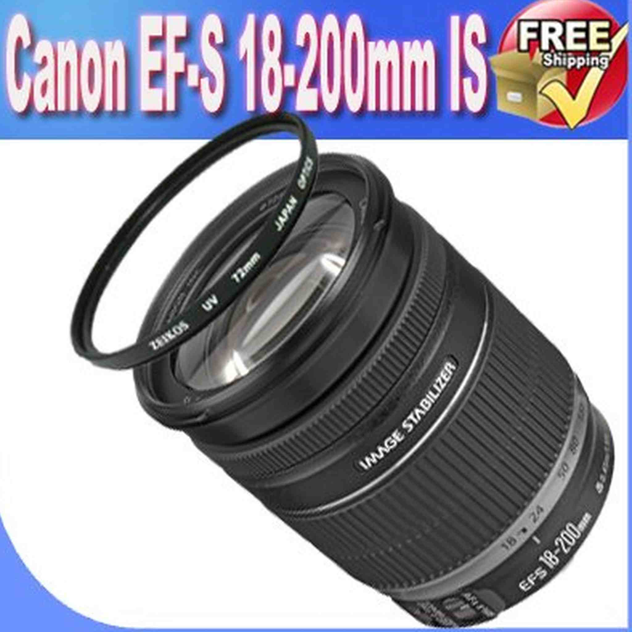 Canon EF-S 18-200mm f/3.5-5.6 is Lens + 72mm UV Filter Bundle Canon