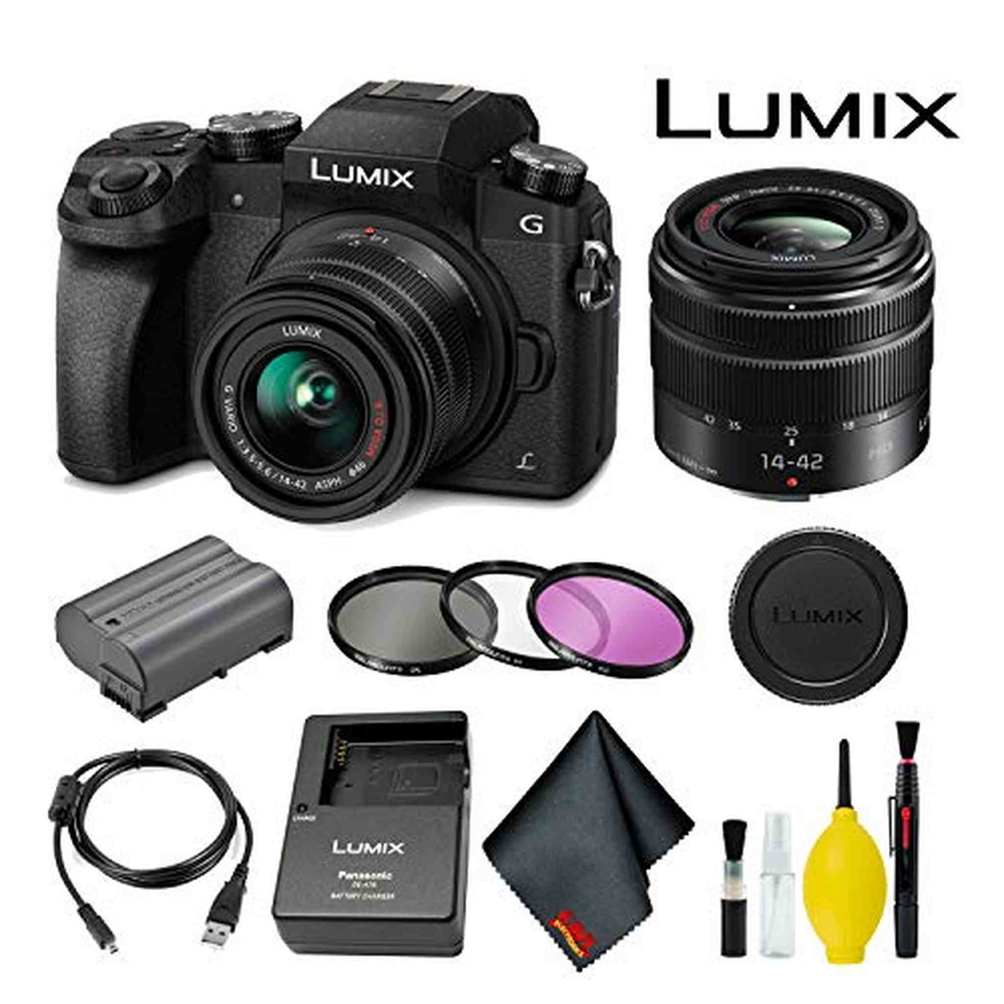 Panasonic Lumix DMC-G7 Mirrorless Micro Four Thirds Digital Camera with 14-42mm Lens Bundle Panasonic