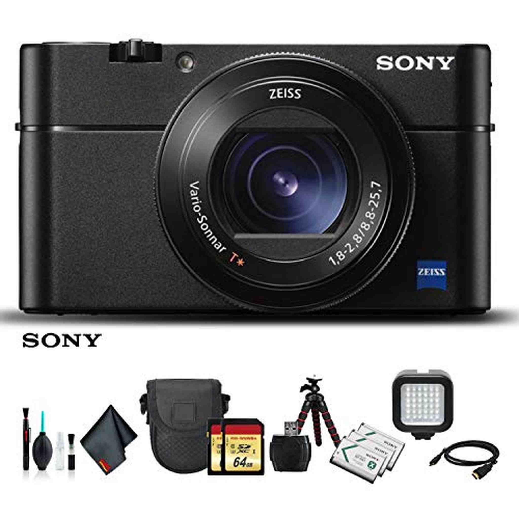 Sony Cyber-shot DSC-RX100 VA Camera DSC-RX100M5A/B With Soft Bag, Tripod, 2x Extra Batteries, LED Light, 2x 64GB Memory Card, Card Reader , Plus Essential Accessories Sony