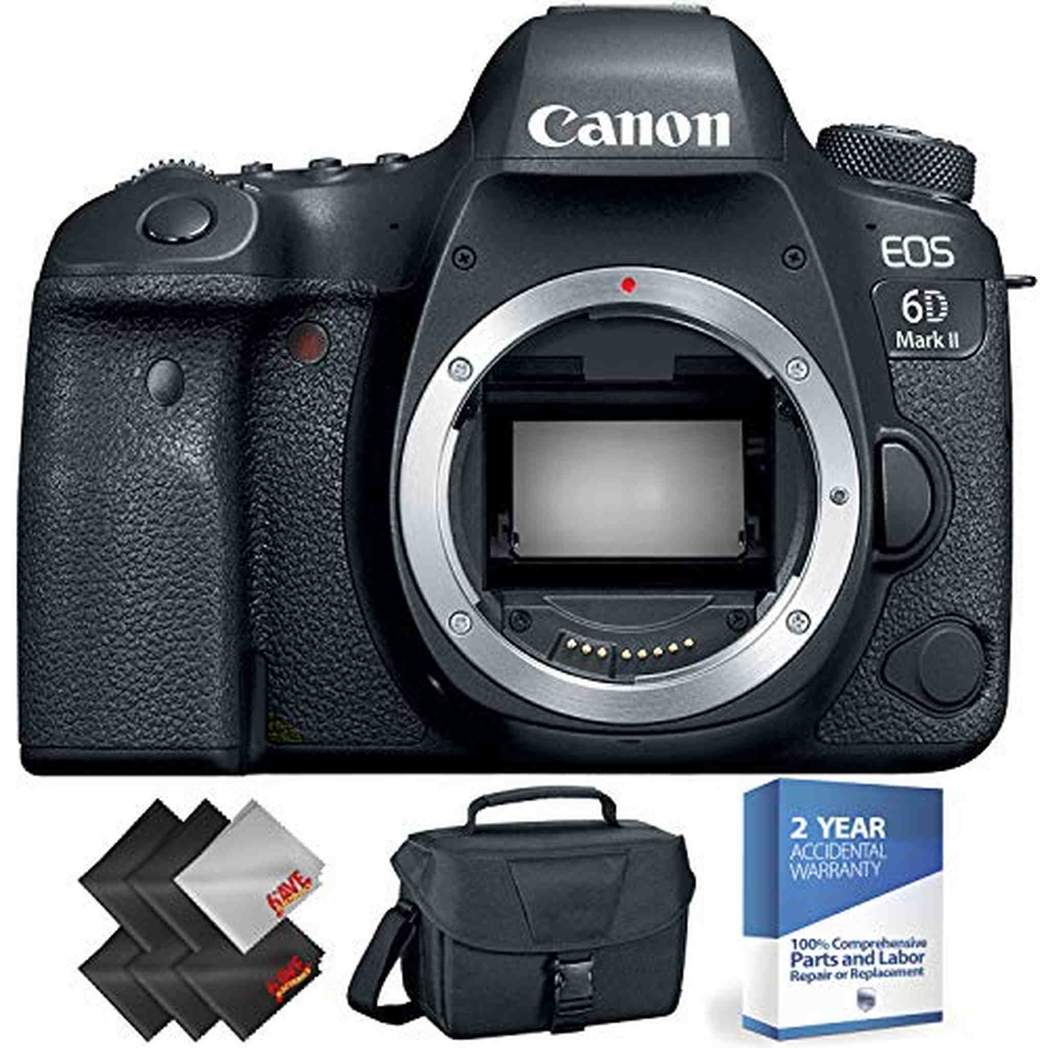 Canon EOS 6D Mark II DSLR Camera Body Only + 2 Year Accidental Warranty Base Bundle Canon