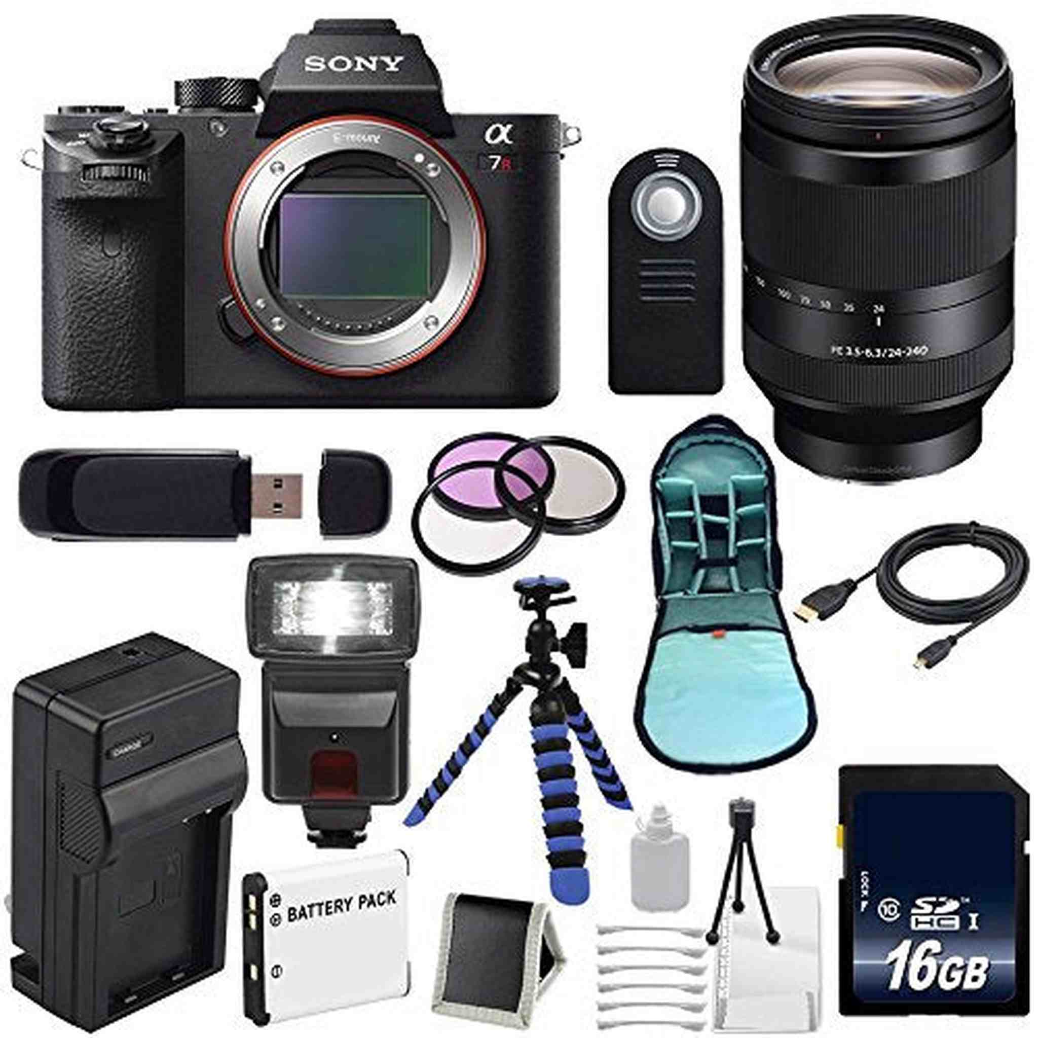 Sony Alpha a7R II Mirrorless Digital Camera, FE 24-240mm f/3.5-6.3 OSS Lens Bundle with Accessories 16-Items Internat SONY