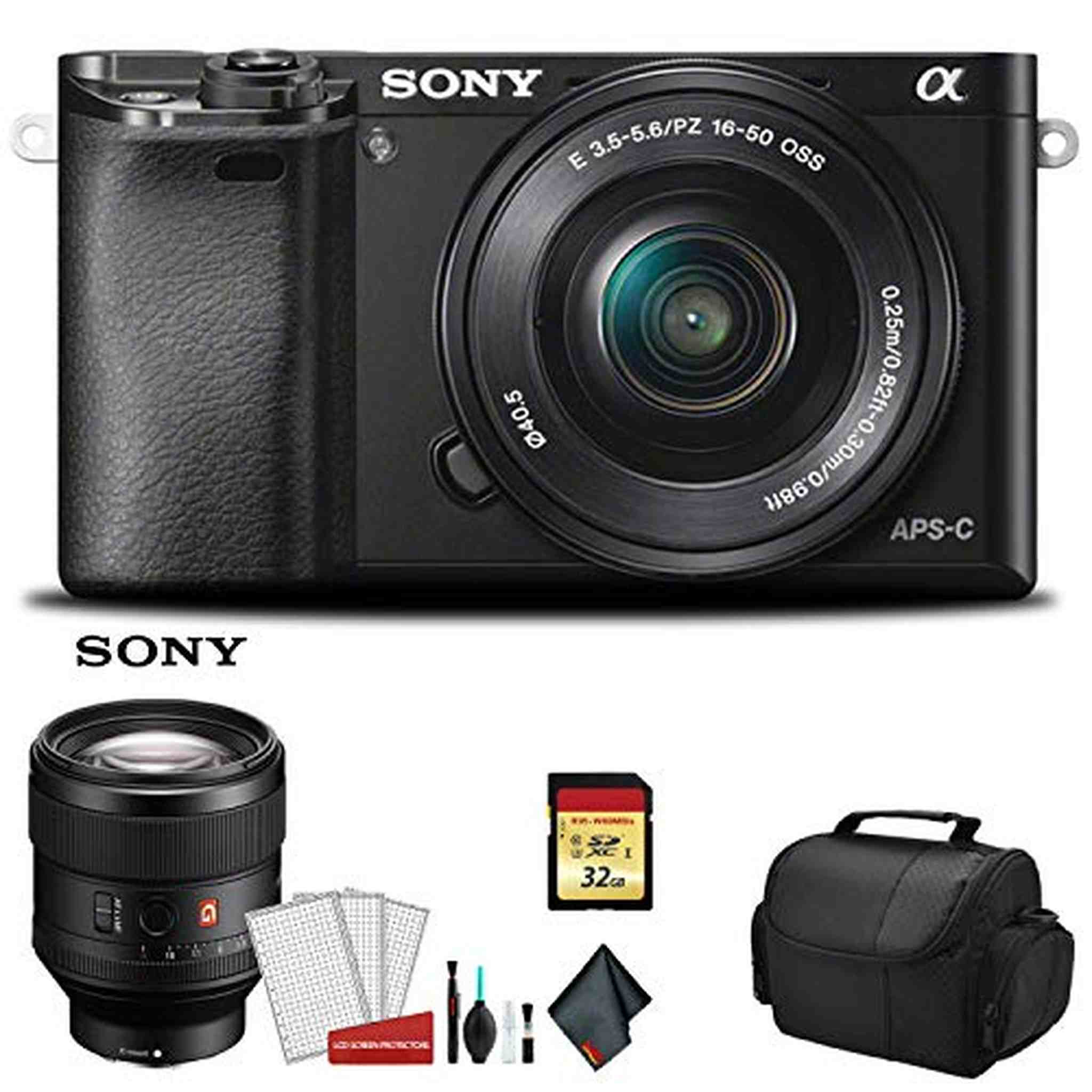 Sony Alpha a6400 Mirrorless Digital Camera with 16-50mm Lens Kit with Sony FE 85mm f/1.4 GM Lens and More - Internationa Sony