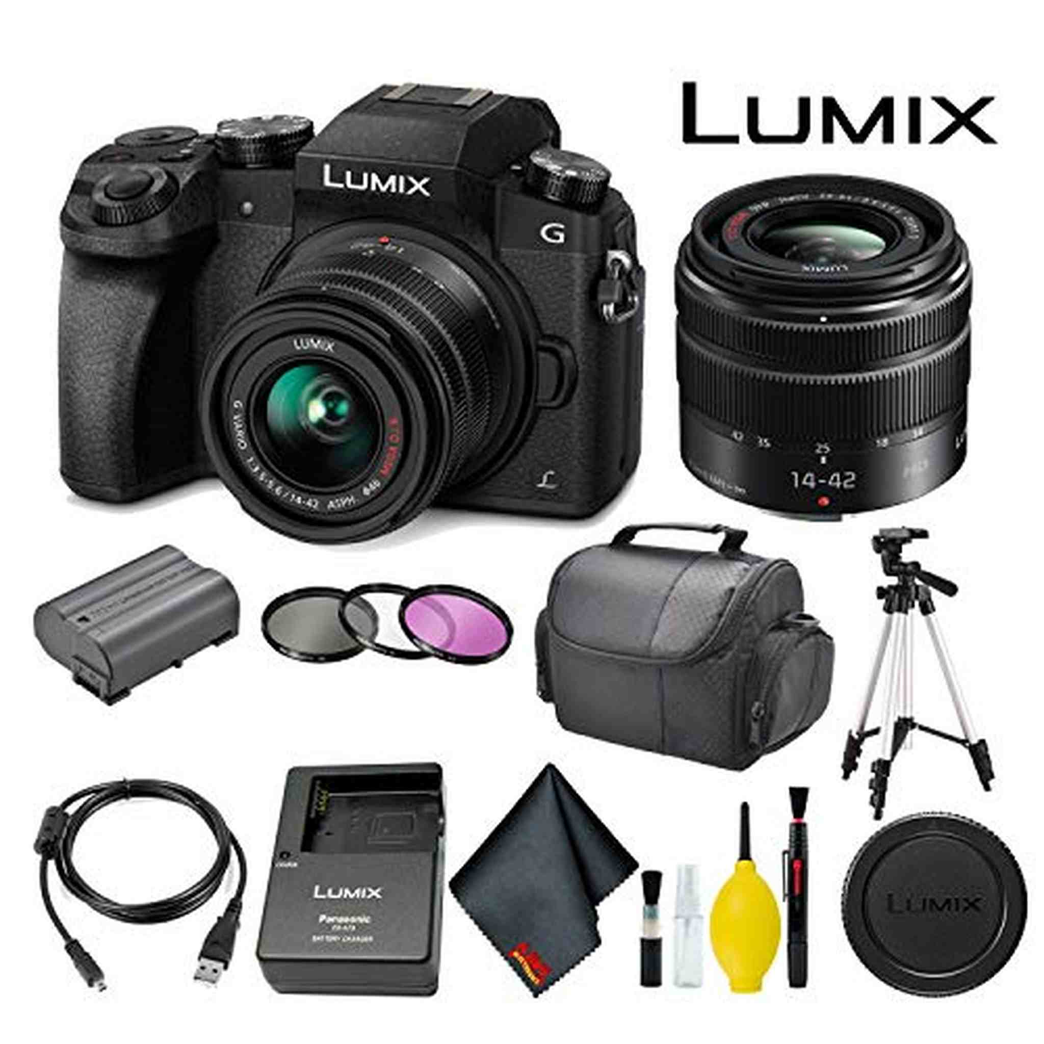 Panasonic Lumix DMC-G7 Mirrorless Micro Four Thirds Digital Camera with 14-42mm Lens Pro Bundle Panasonic