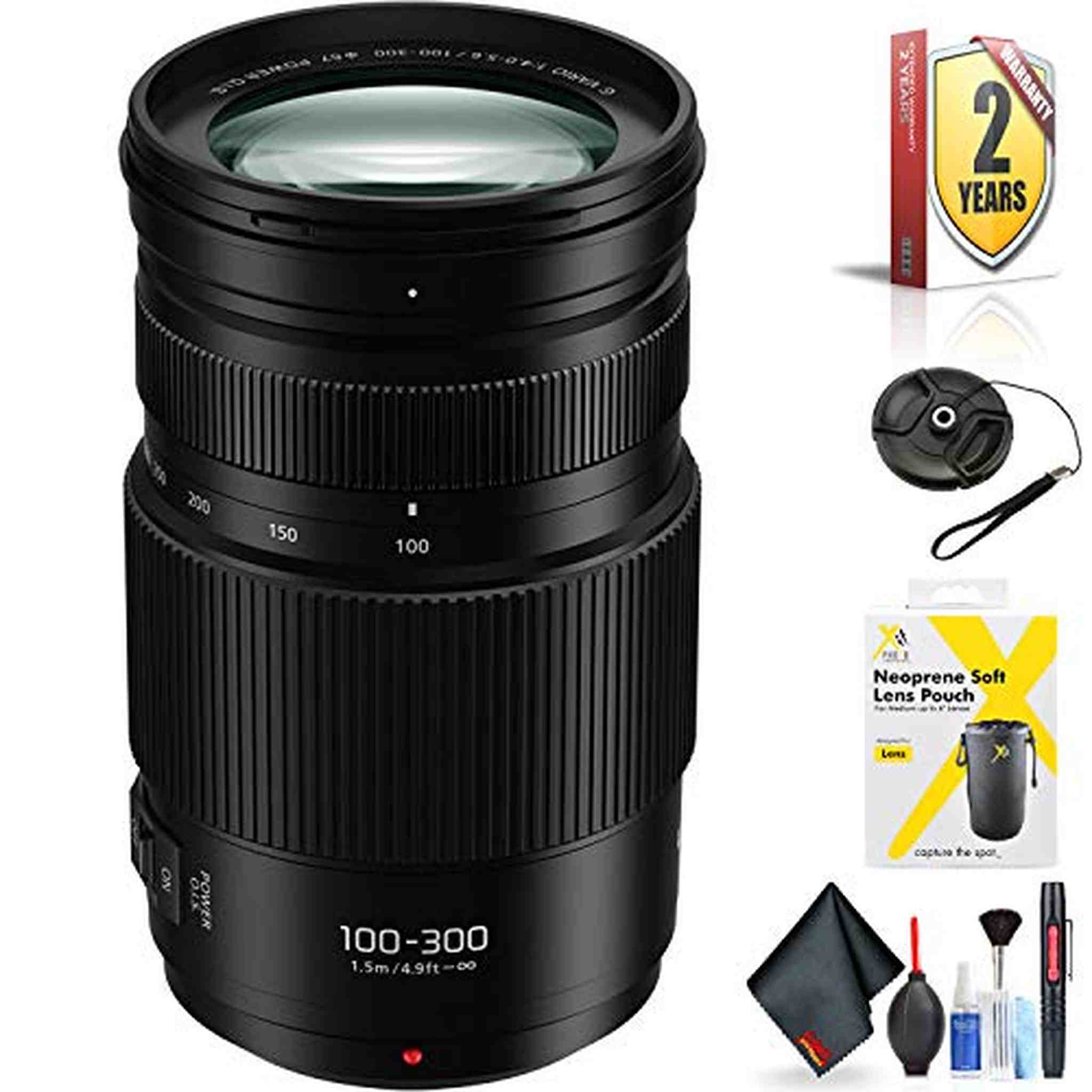 Panasonic Lumix G Vario 100-300mm f/4-5.6 II Power O.I.S. Lens for Micro Four Thirds Mount + Accessories International Panasonic