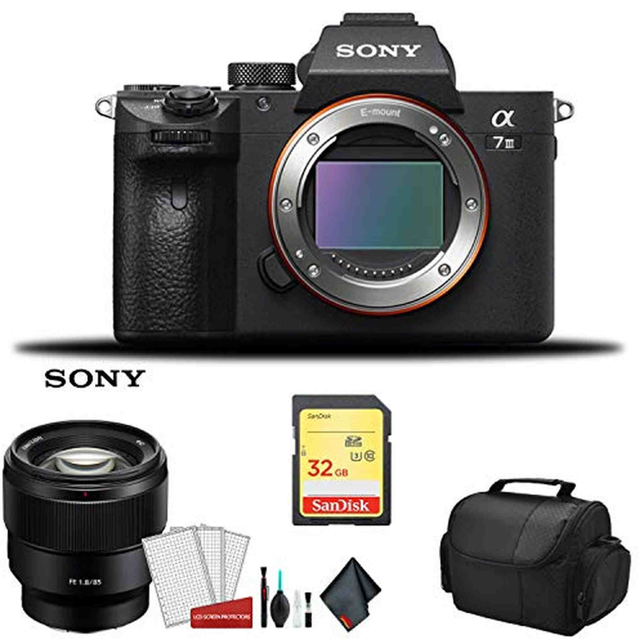 Sony Alpha a7 III Full Frame Mirrorless Digital Camera Body Only ILCE7M3/B - Bundle Kit with Sony FE 85mm f/1.8 Lens + Sony