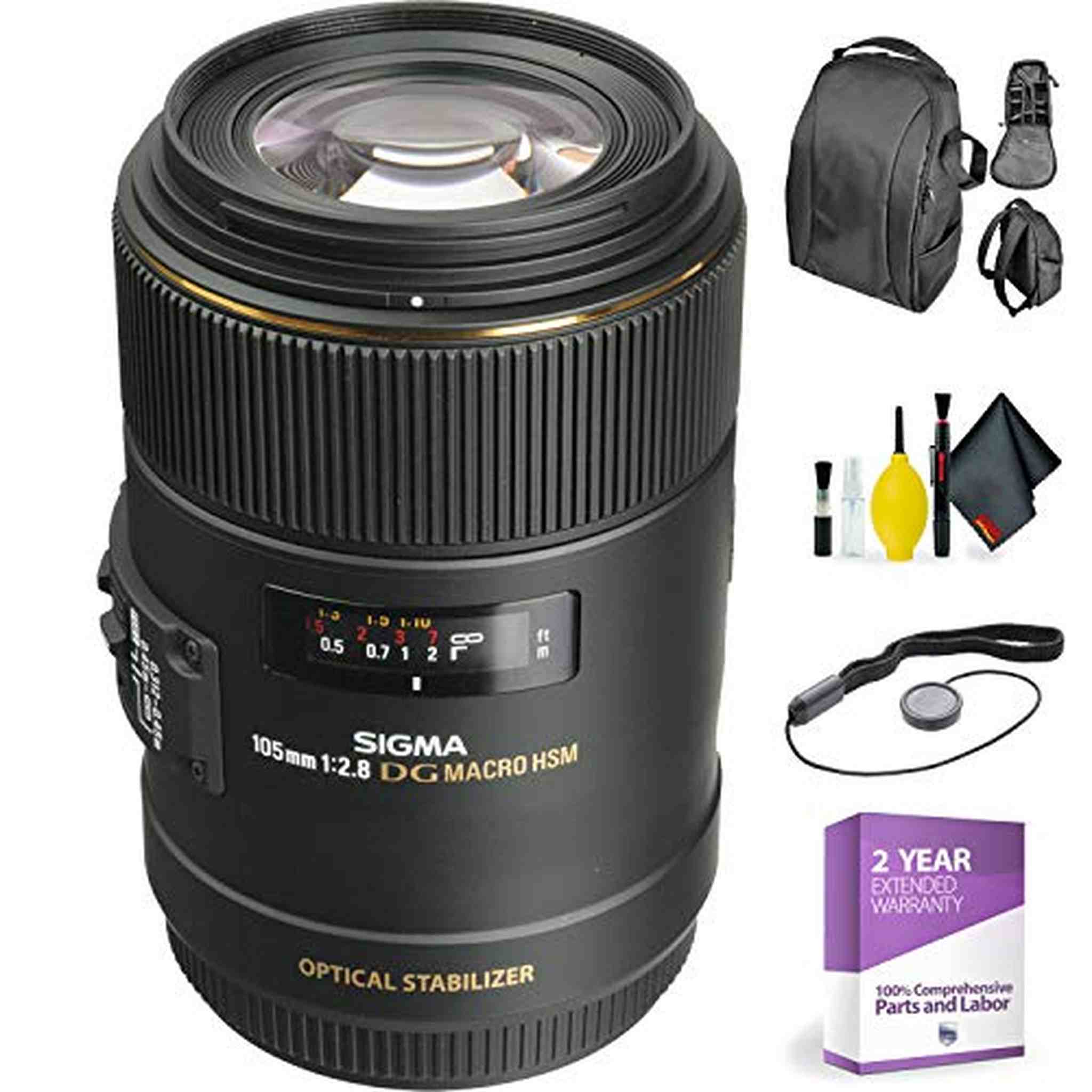 Sigma 105mm f/2.8 EX DG OS HSM Macro Lens for Canon EOS Cameras + Deluxe Lens Cleaning Kit Sigma